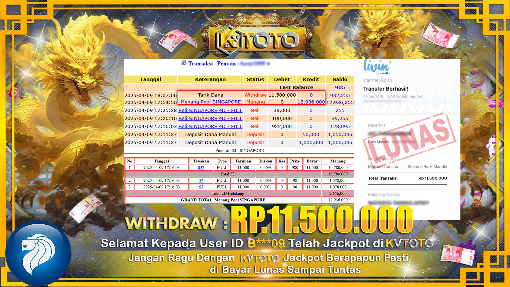 ✨ JACKPOT Di SINGAPORE POOL  ✨