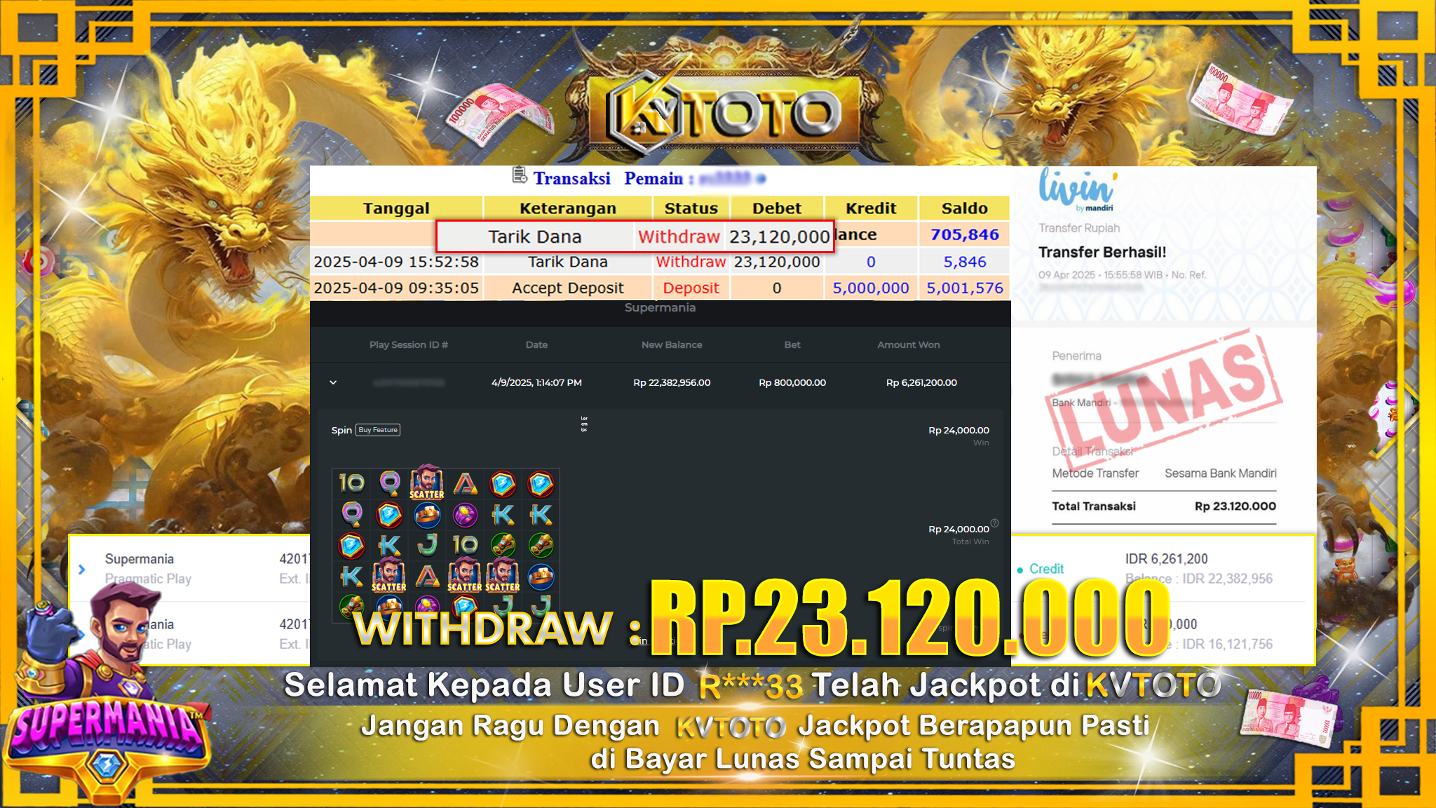 ✨ JACKPOT Di SLOT SUPERMANIA ✨