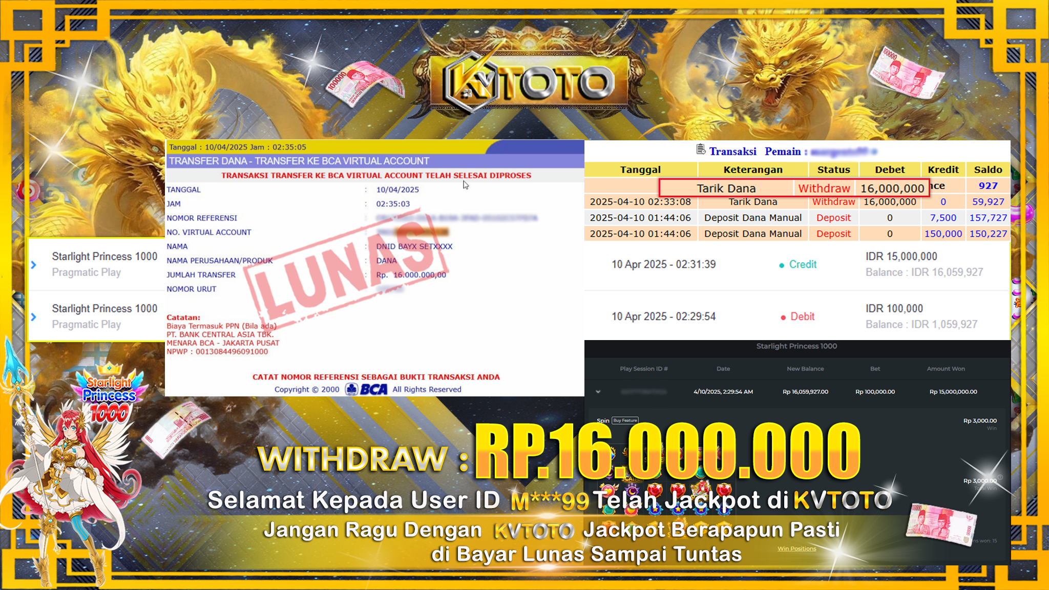 ✨ JACKPOT Di SLOT STARLIGHT PRINCESS 1000  ✨