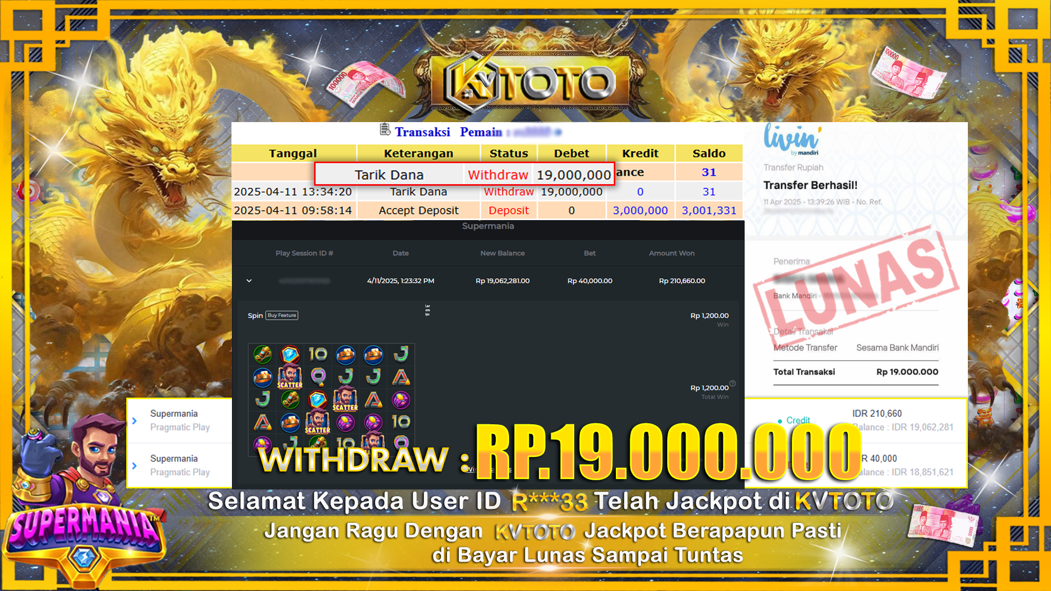 ✨ JACKPOT Di SLOT SUPERMANIA ✨