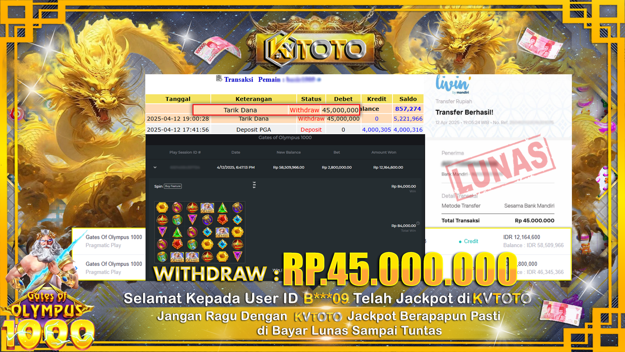 ✨ JACKPOT Di SLOT GATES OF OLYMPUS 1000 ✨