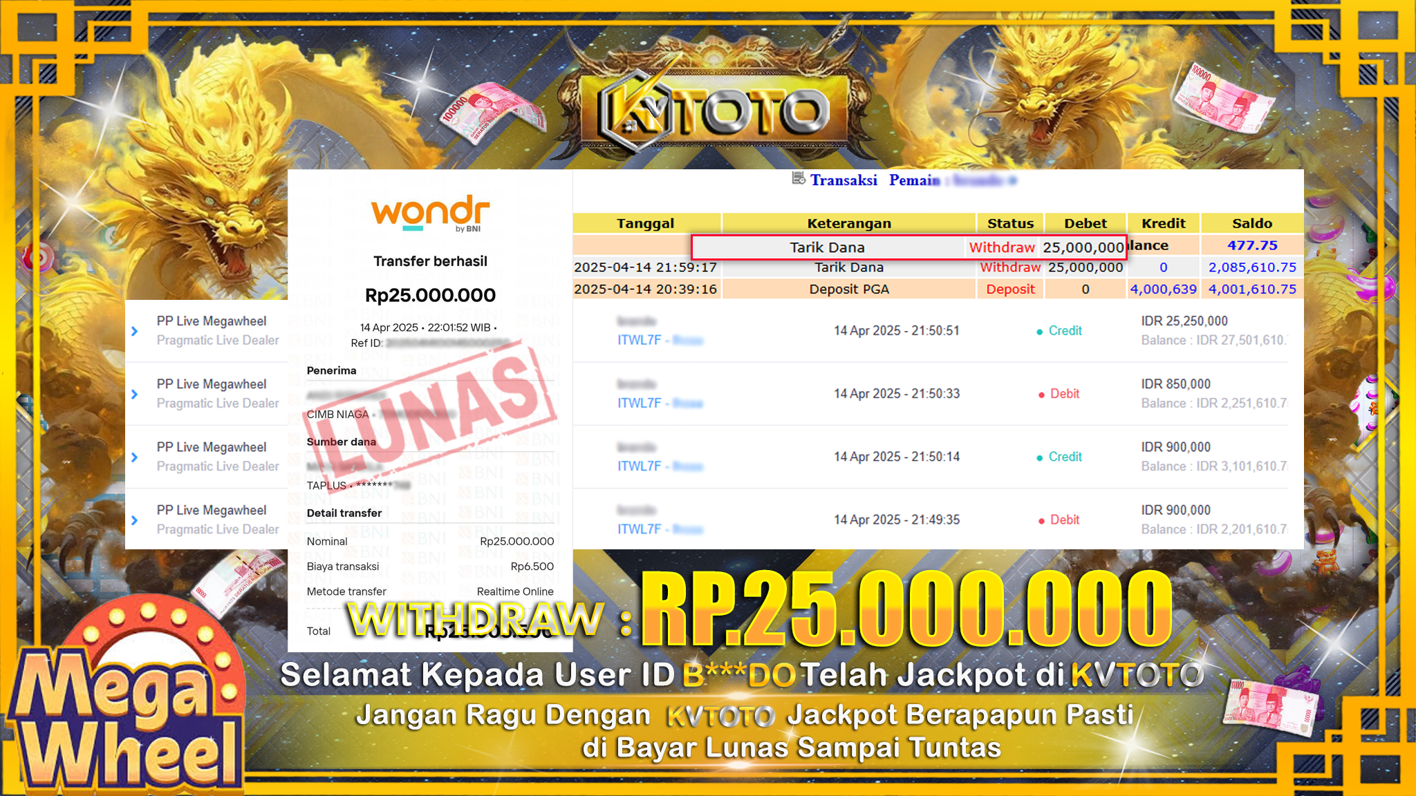 ✨ JACKPOT Di SLOT MEGA WHEEL  ✨