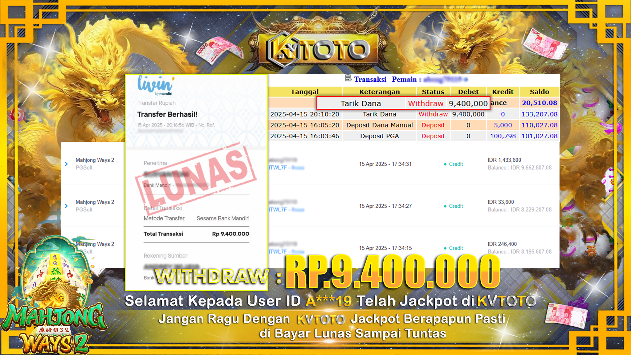 ✨ JACKPOT Di SLOT MAHJONG WAYS 2  ✨
