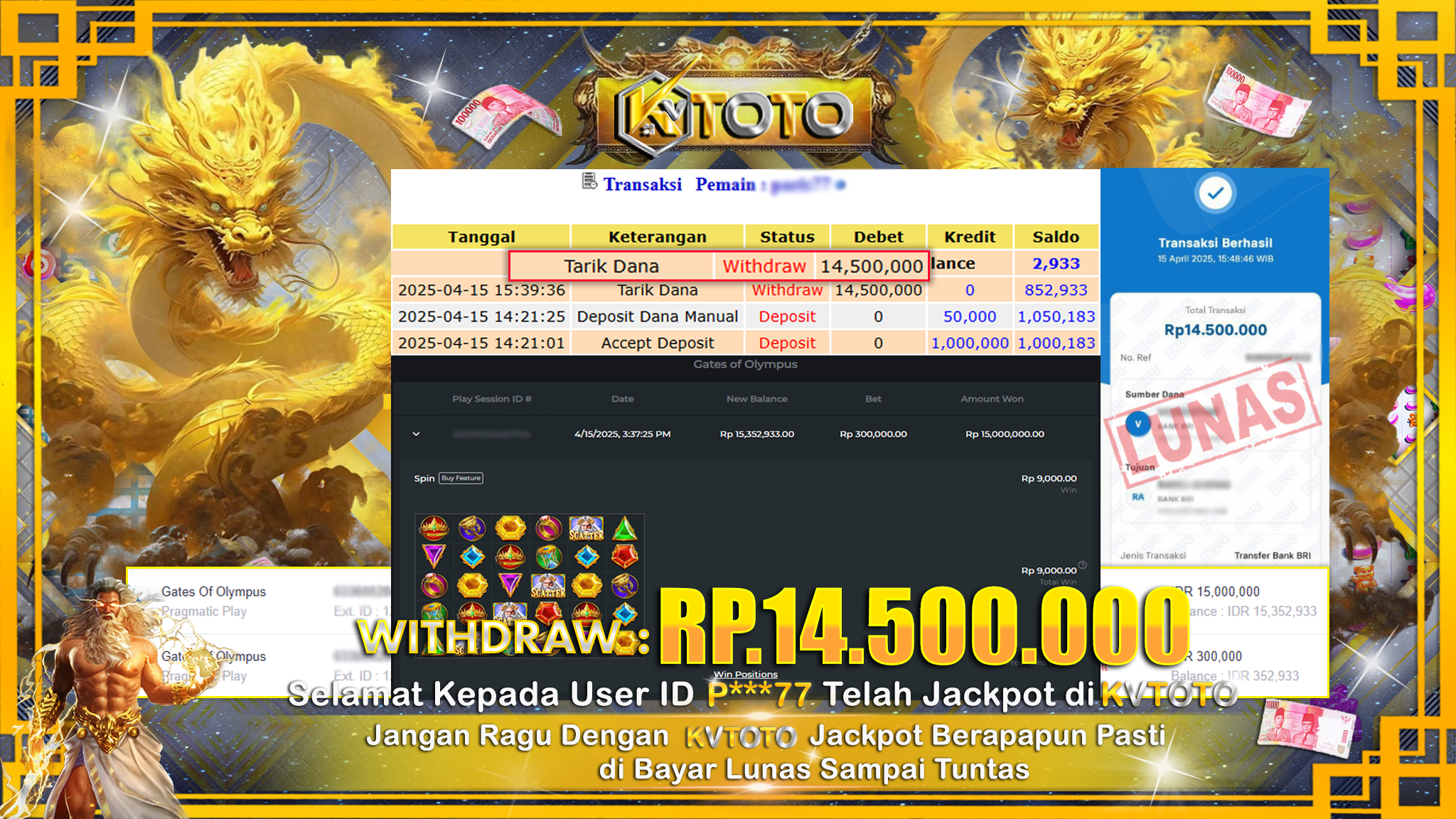 ✨ JACKPOT Di SLOT GATES OF OLYMPUS ✨