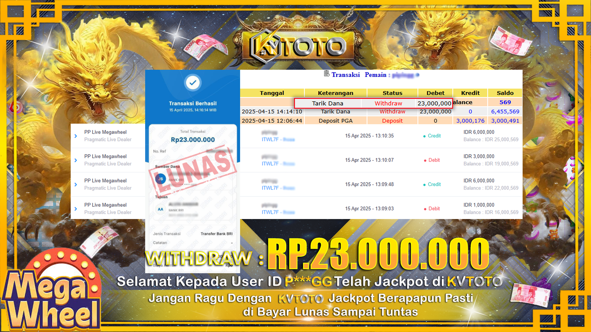 ✨ JACKPOT Di SLOT MEGA WHEEL  ✨