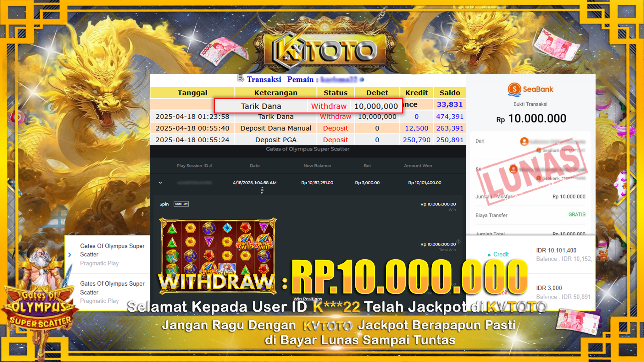 ✨ JACKPOT Di SLOT GATES OF OLYMPUS SUPER SCATTER✨