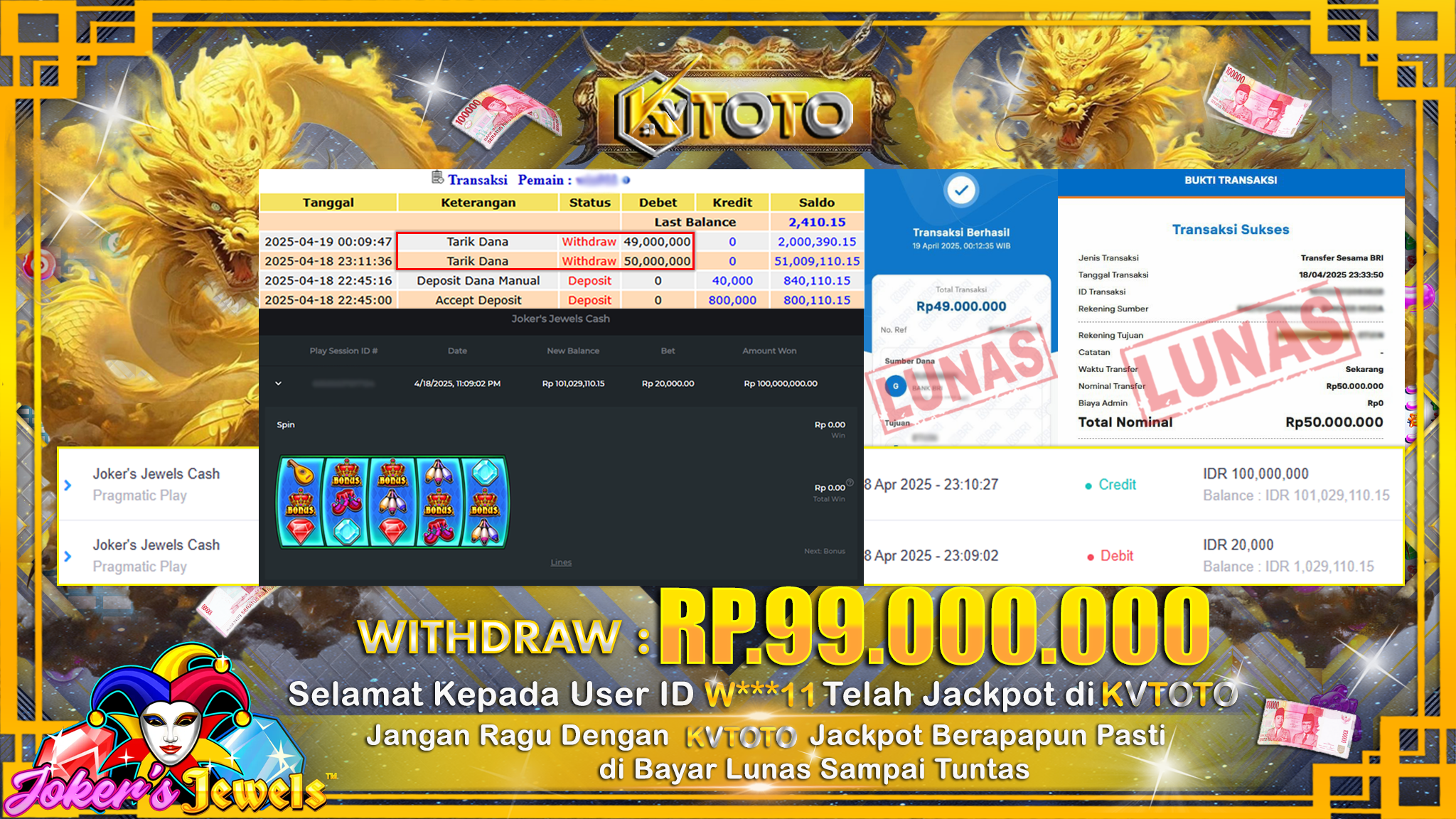 ✨ JACKPOT Di SLOT JOKER'S JEWELS CASH ✨