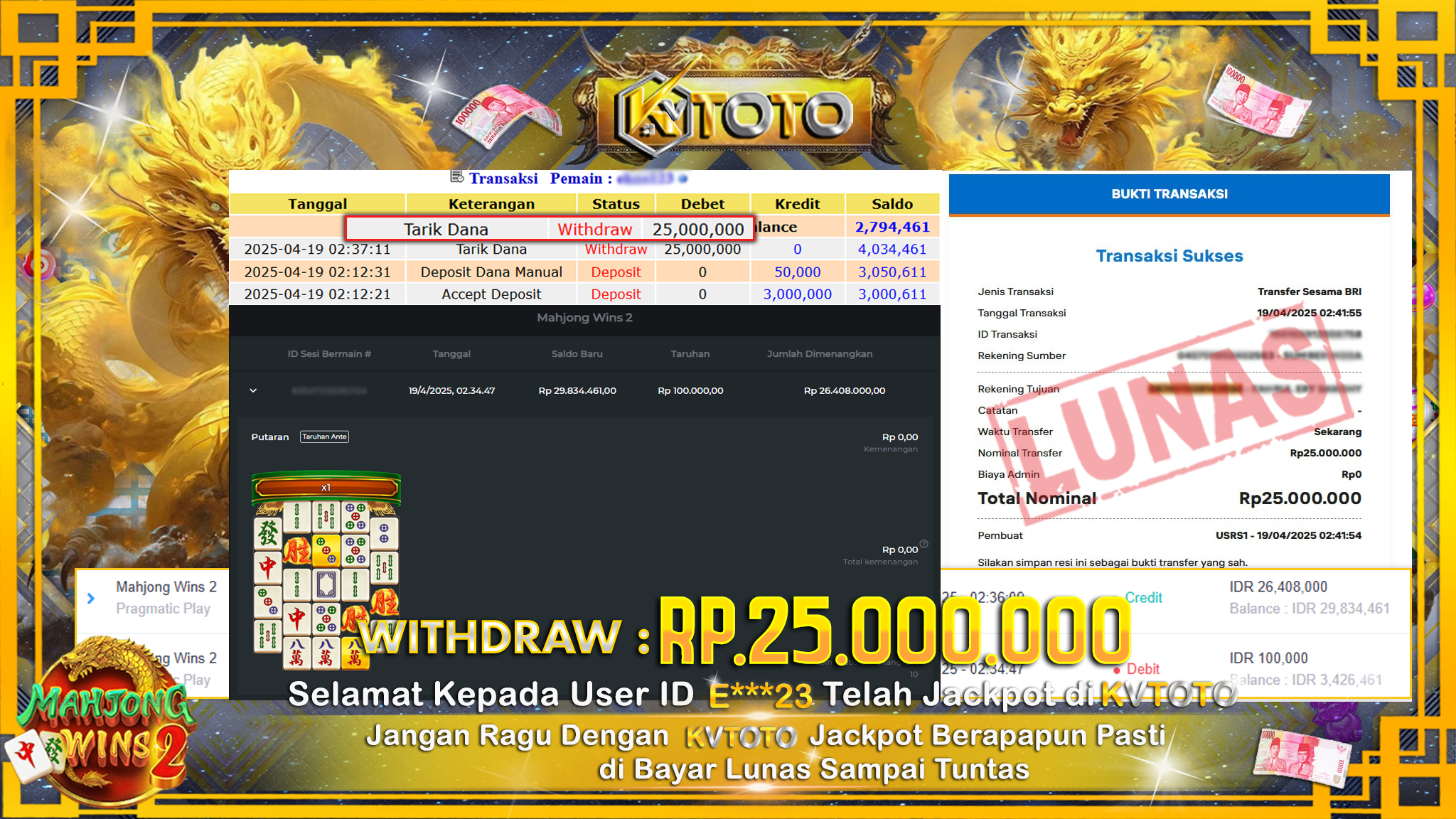 ✨ JACKPOT Di SLOT MAHJONG WINS 2  ✨
