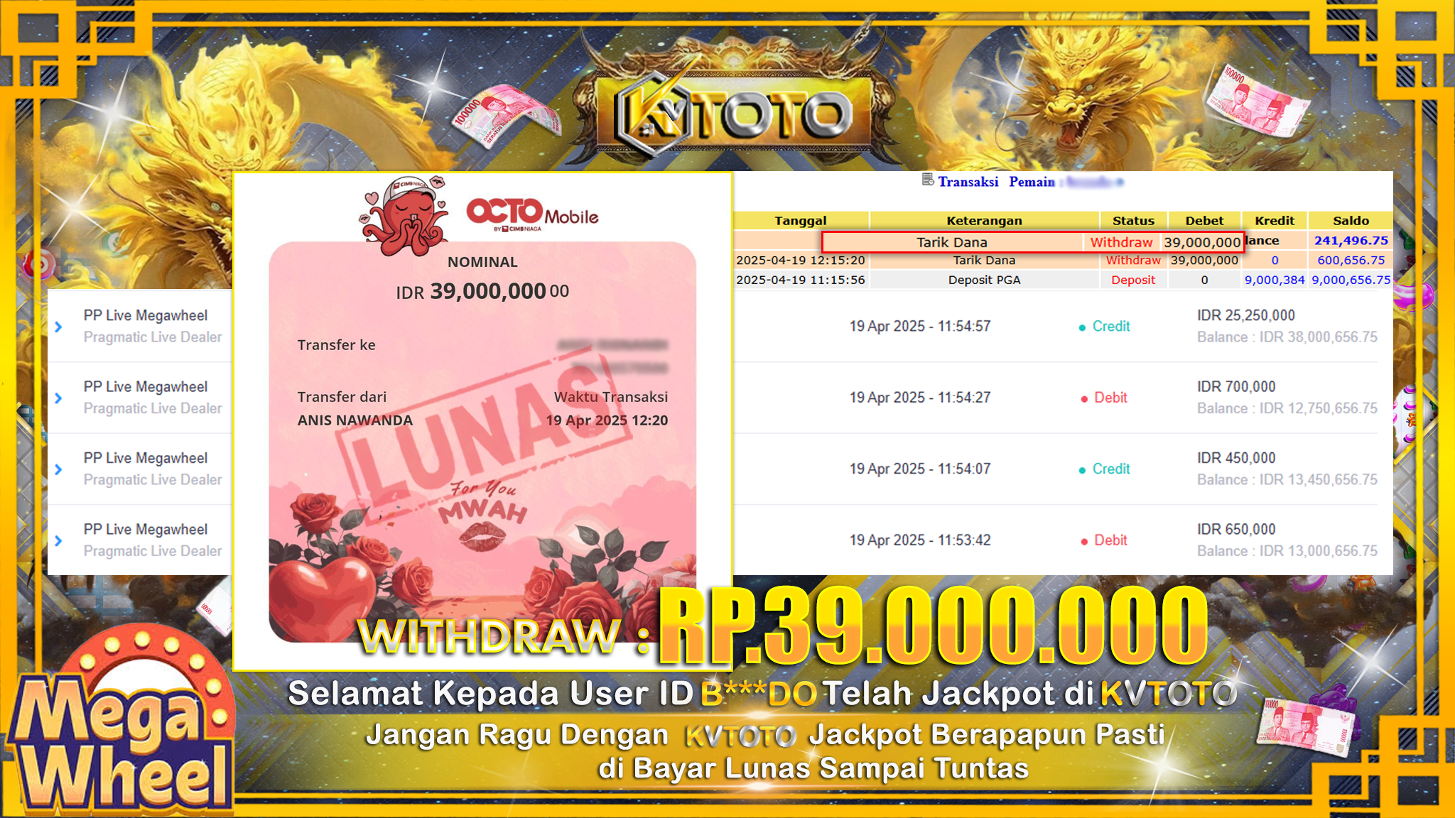 ✨ JACKPOT Di SLOT MEGA WHEEL  ✨