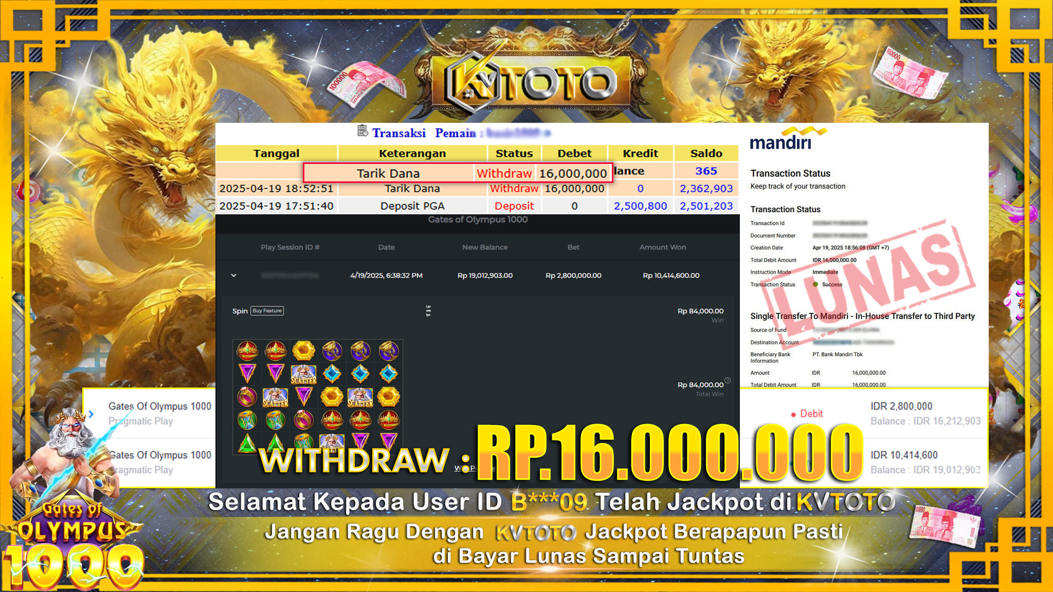 ✨ JACKPOT Di SLOT GATES OF OLYMPUS 1000 ✨