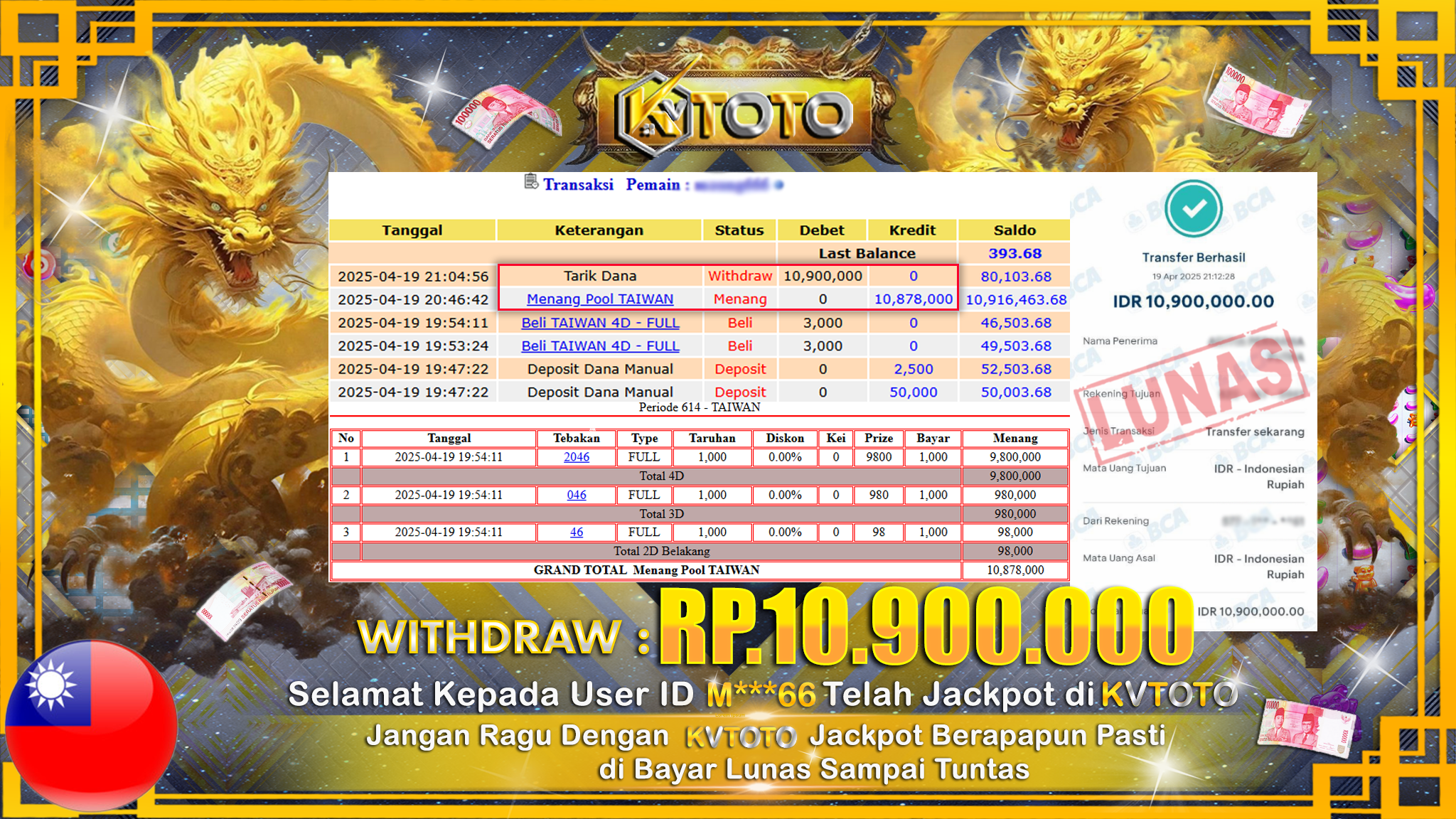 ✨ JACKPOT Di TAIWAN POOL ✨