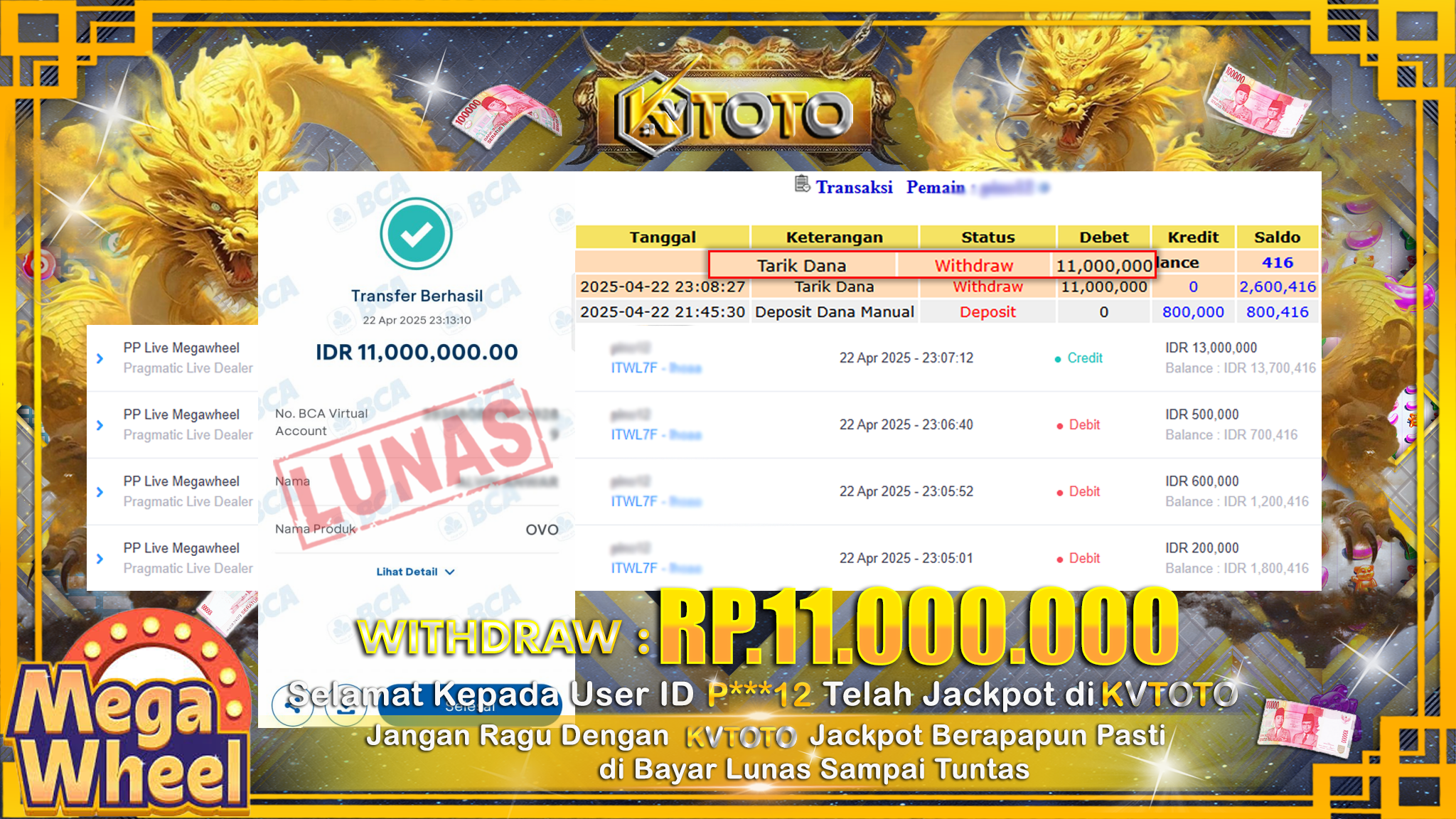✨ JACKPOT Di SLOT MEGA WHEEL  ✨