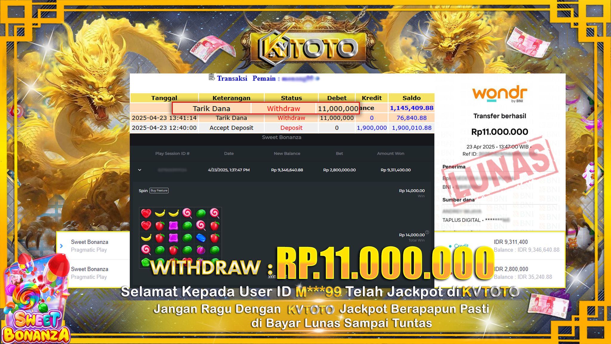 ✨ JACKPOT Di SLOT SWEET BONANZA✨