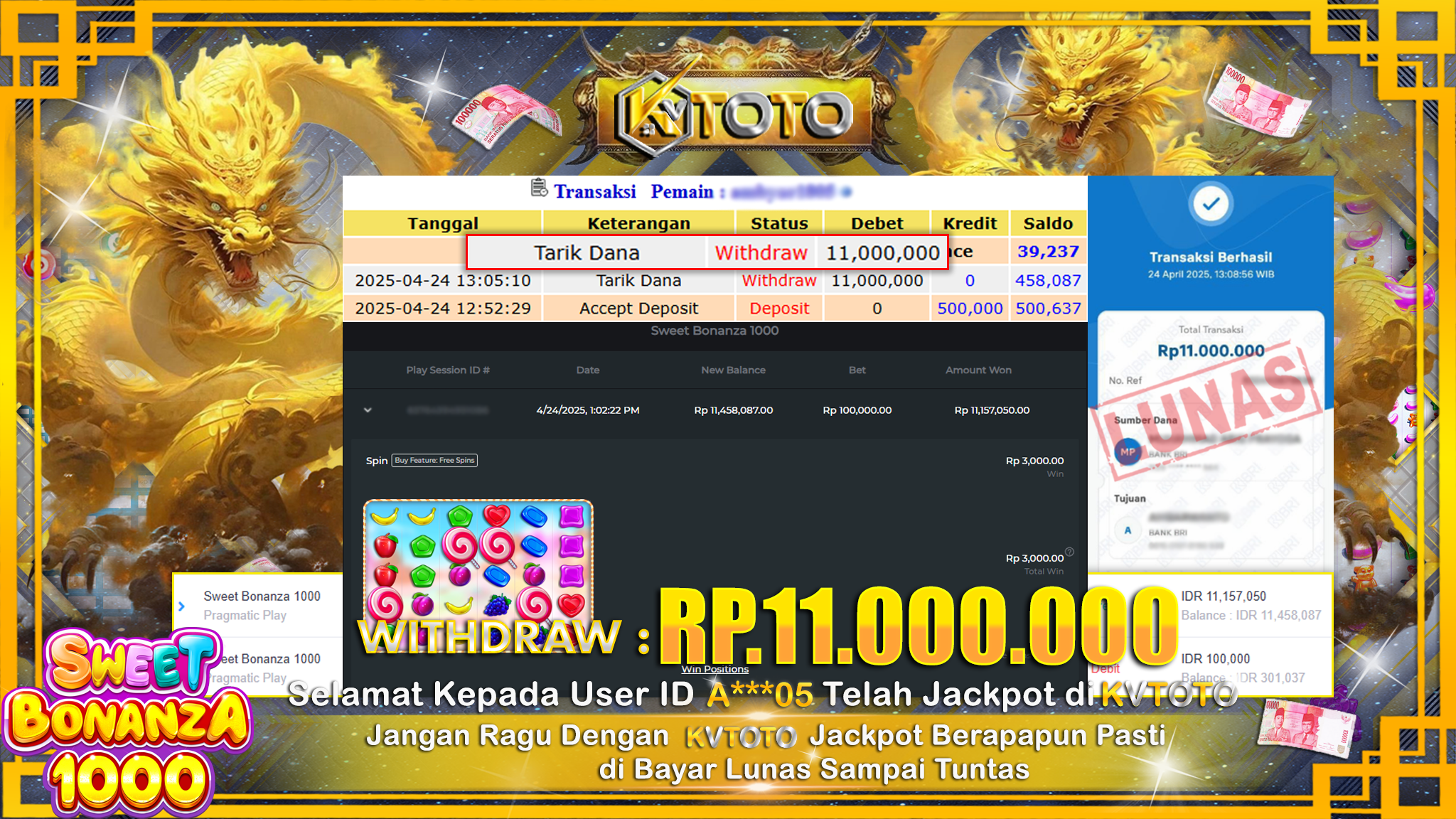 ✨ JACKPOT Di SLOT SWEET BONANZA 1000 ✨