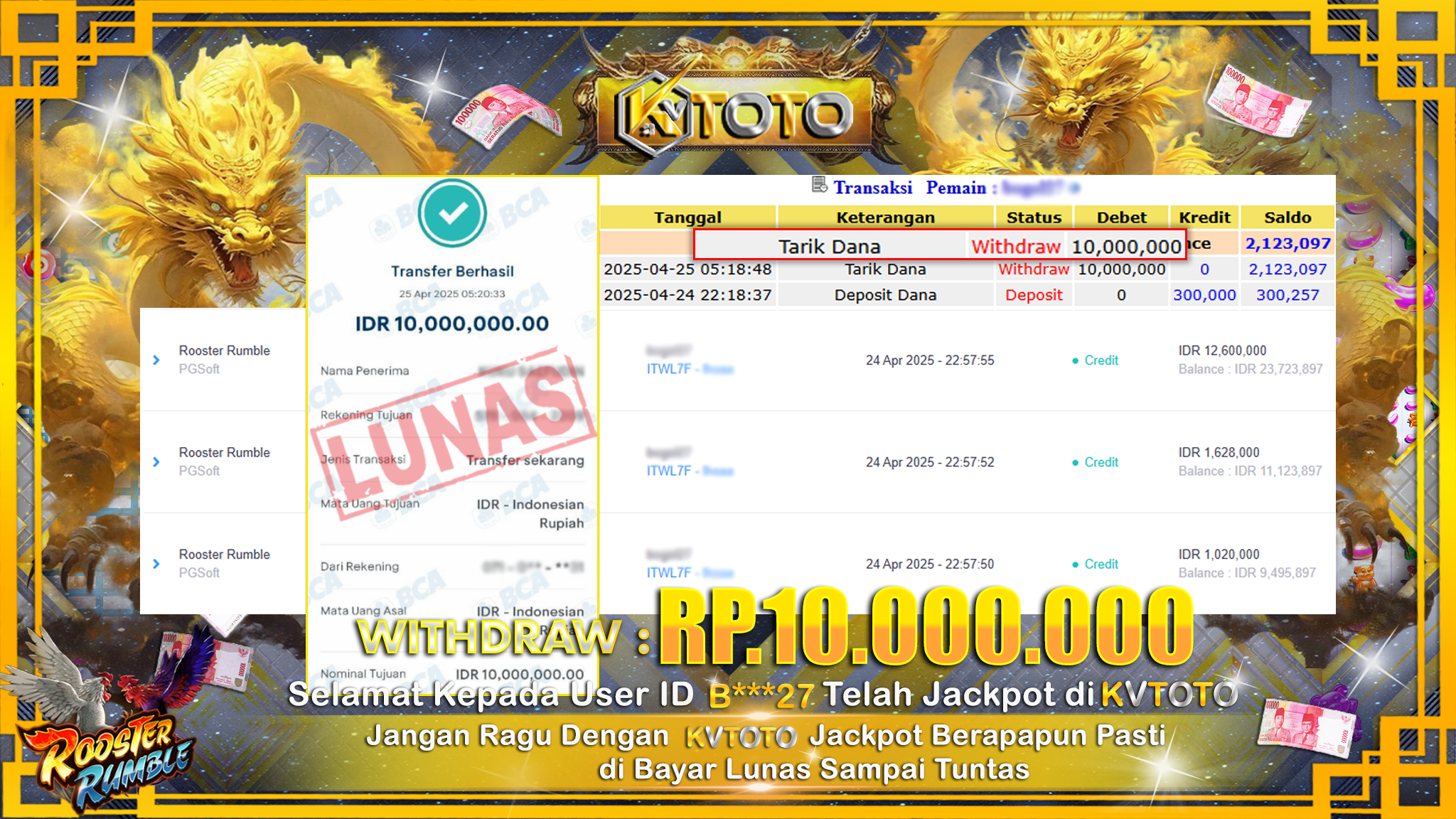 ✨ JACKPOT Di SLOT ROOSTER RUMBLE  ✨