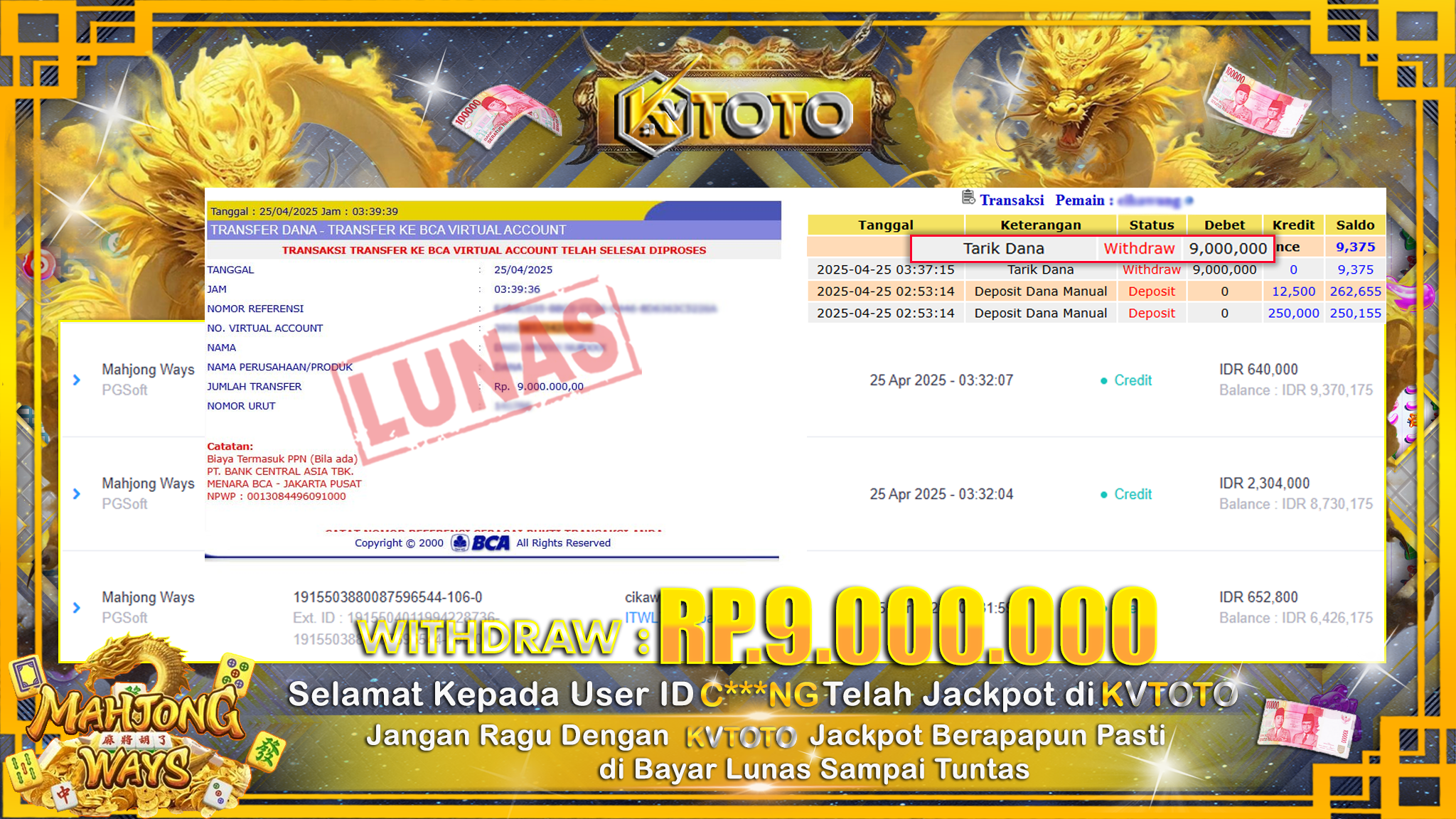 ✨ JACKPOT Di SLOT MAHJONG WAYS  ✨