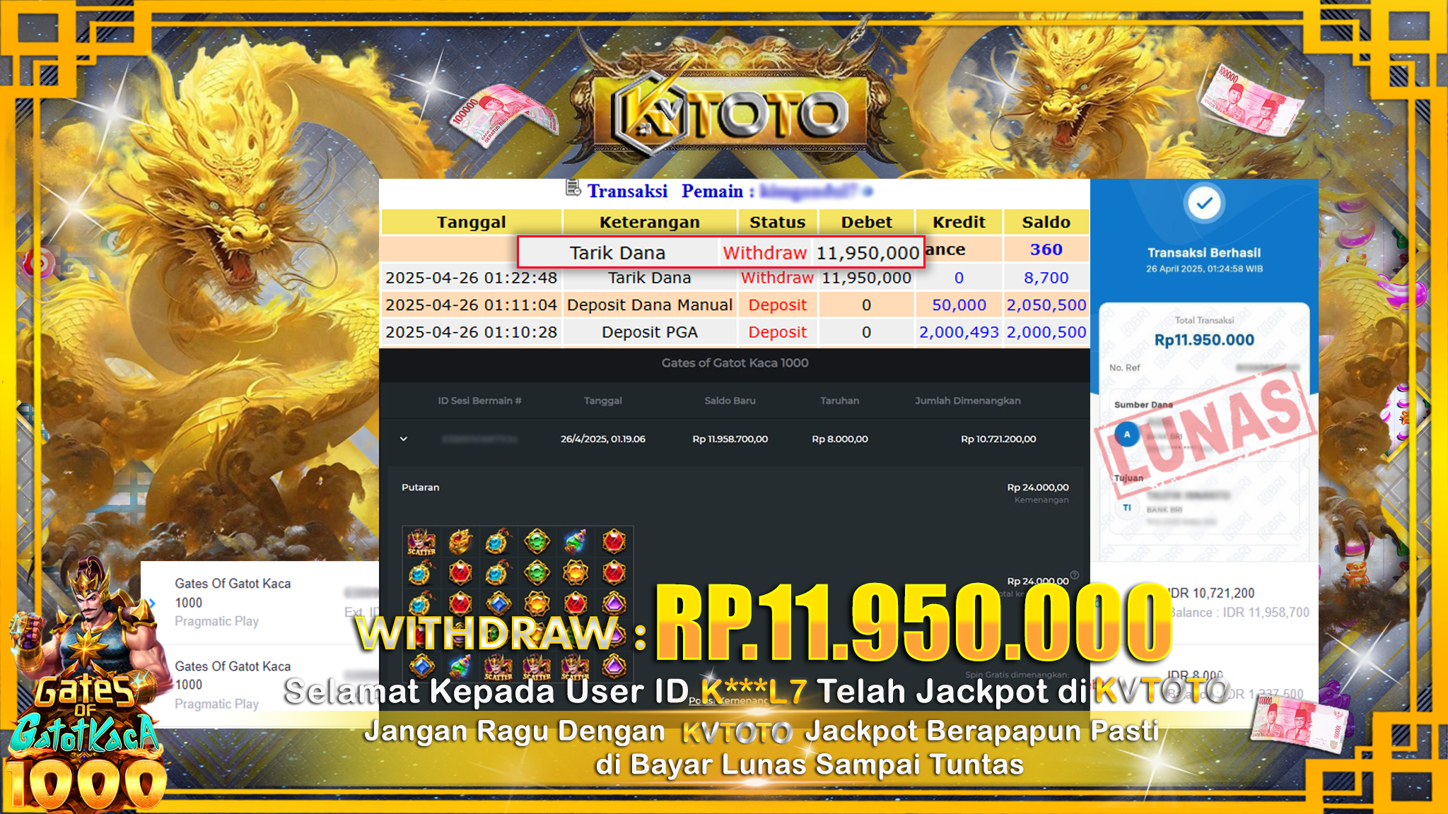 ✨ JACKPOT Di SLOT GATES OF GATOT KACA 1000 ✨