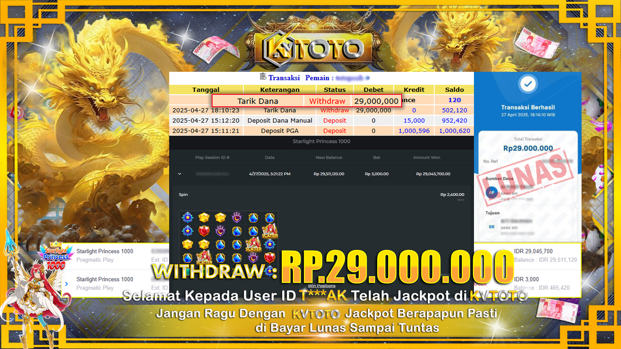 ✨ JACKPOT Di SLOT STARLIGHT PRINCESS 1000  ✨