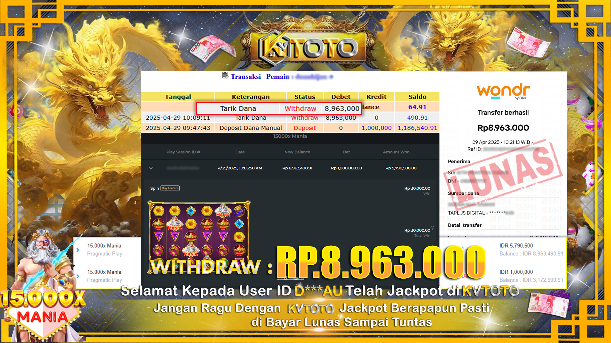 ✨ JACKPOT Di SLOT 15.000X MANIA ✨