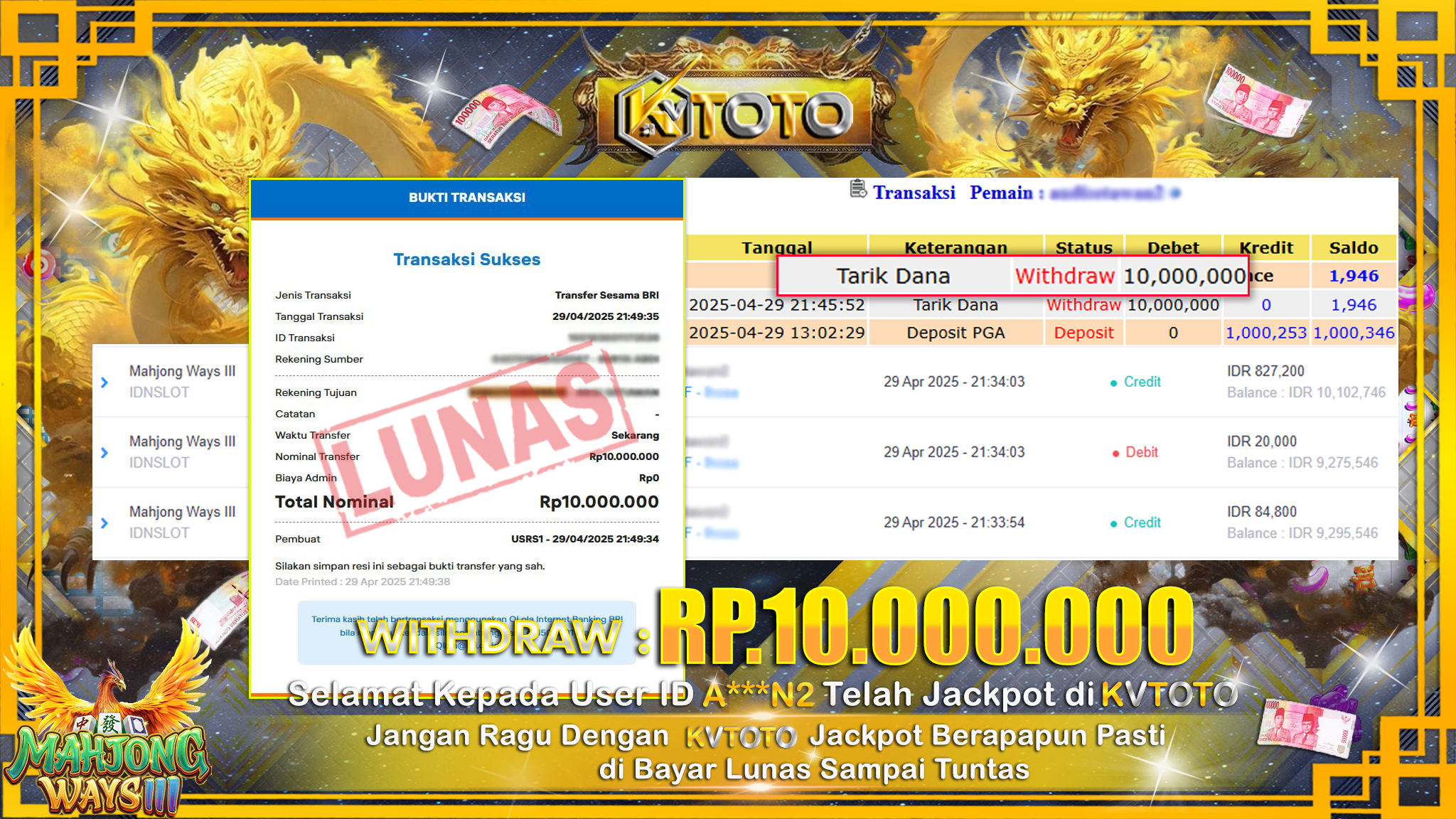 ✨ JACKPOT Di SLOT MAHJONG WAYS III ✨