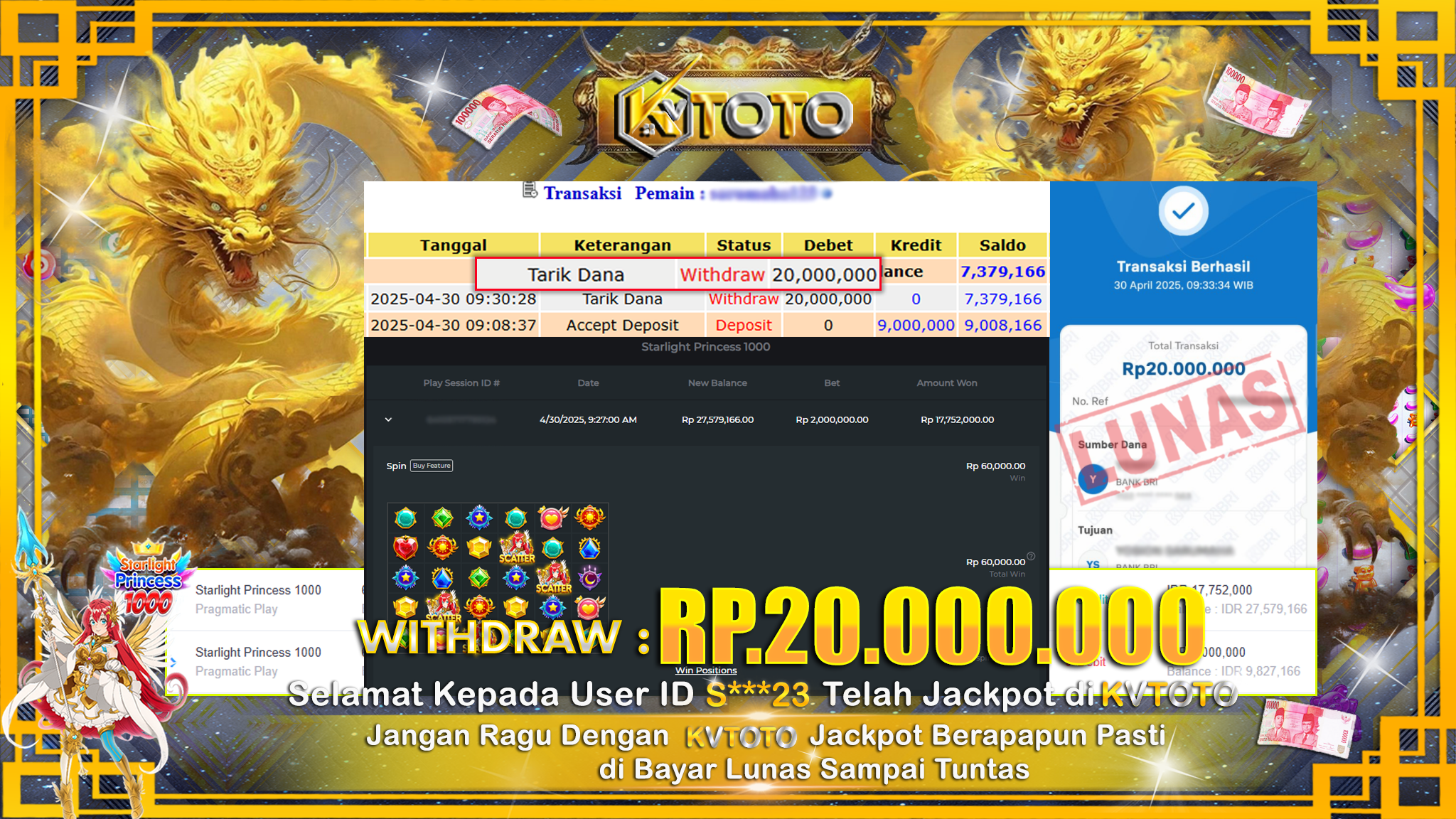 ✨ JACKPOT Di SLOT STARLIGHT PRINCESS 1000  ✨