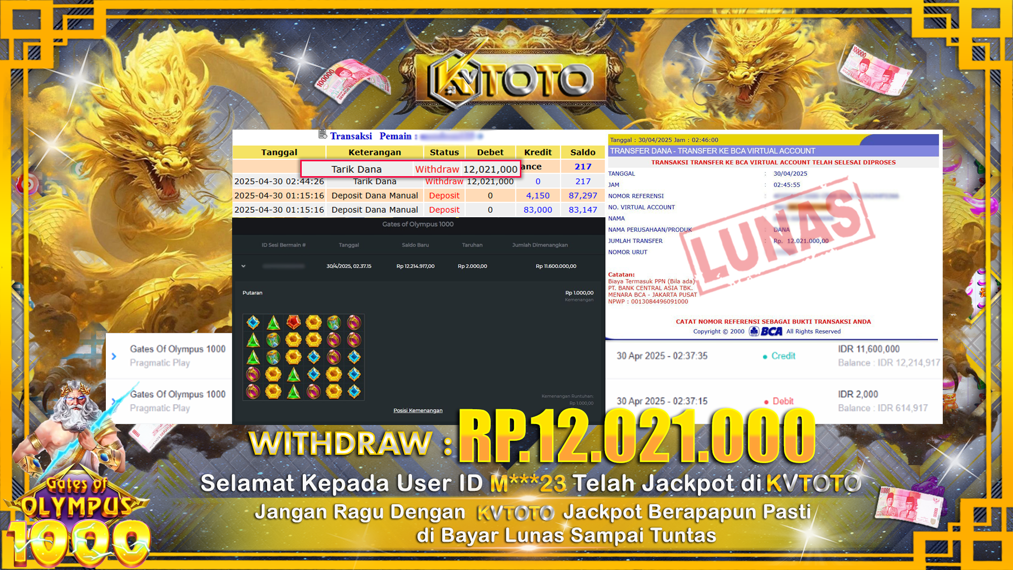 ✨ JACKPOT Di SLOT GATES OF OLYMPUS 1000 ✨