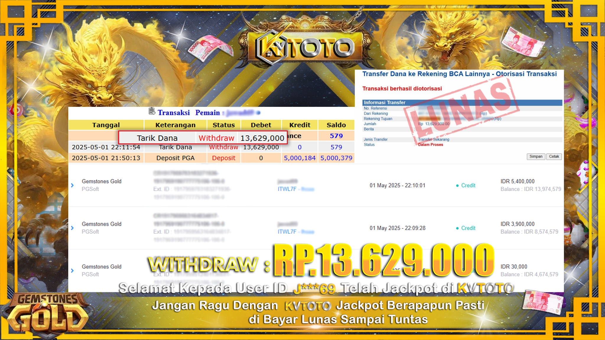 ✨ JACKPOT Di SLOT GEMSTONES GOLD  ✨