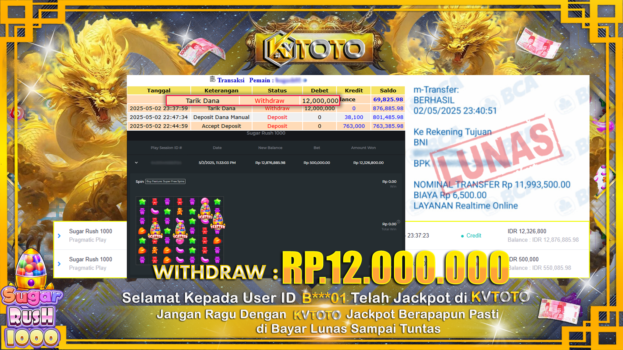 ✨ JACKPOT Di SLOT SUGAR RUSH 1000 ✨