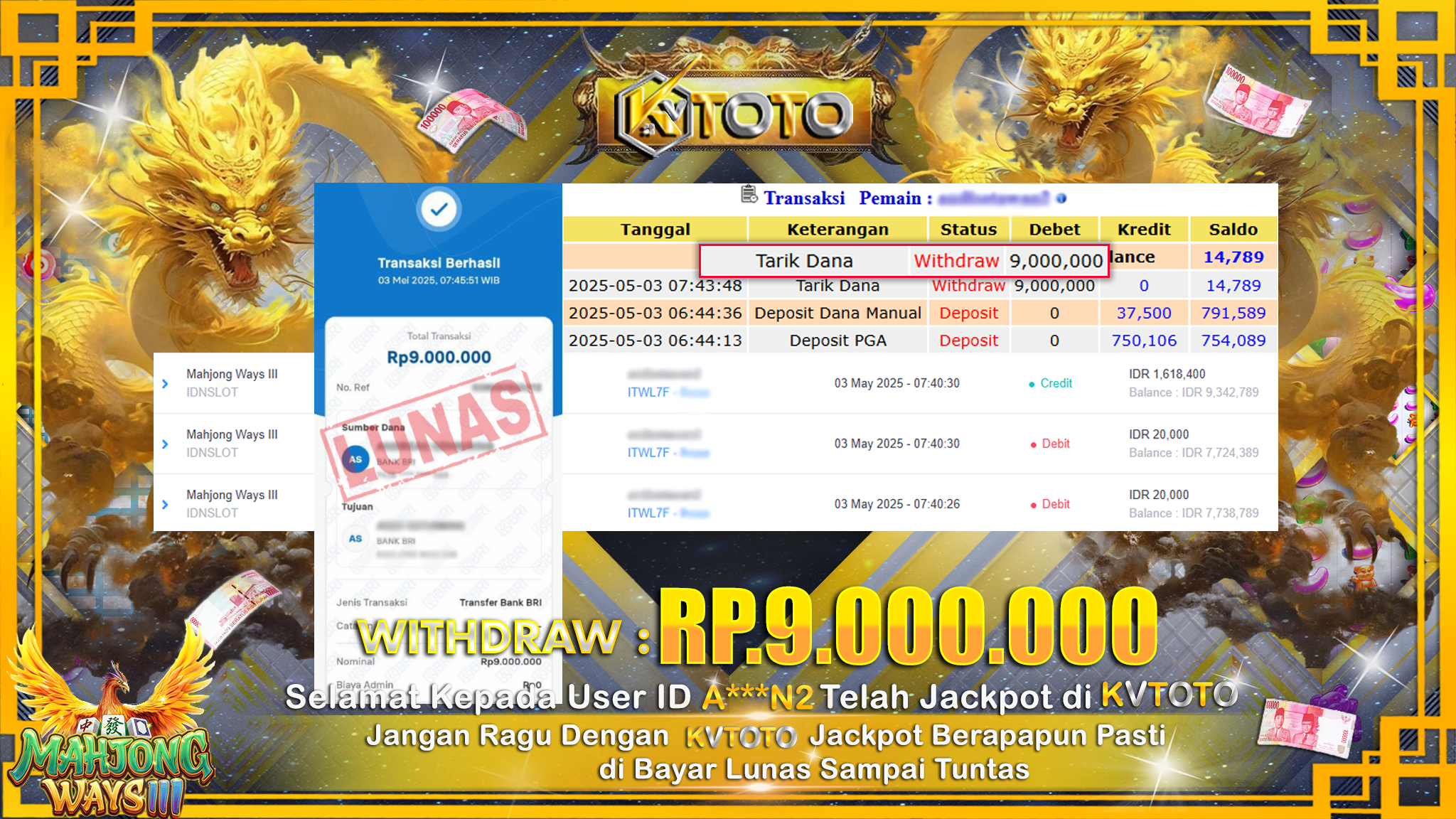 ✨ JACKPOT Di SLOT MAHJONG WAYS III ✨