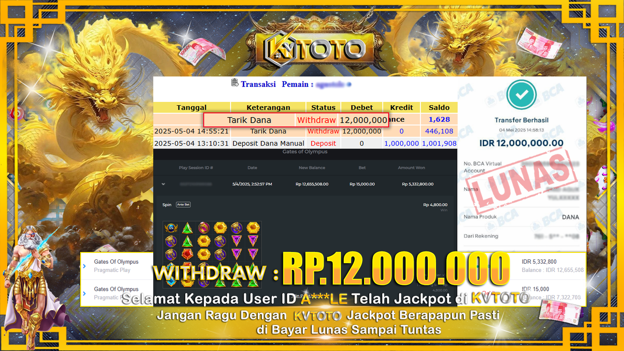✨ JACKPOT Di SLOT GATES OF OLYMPUS ✨