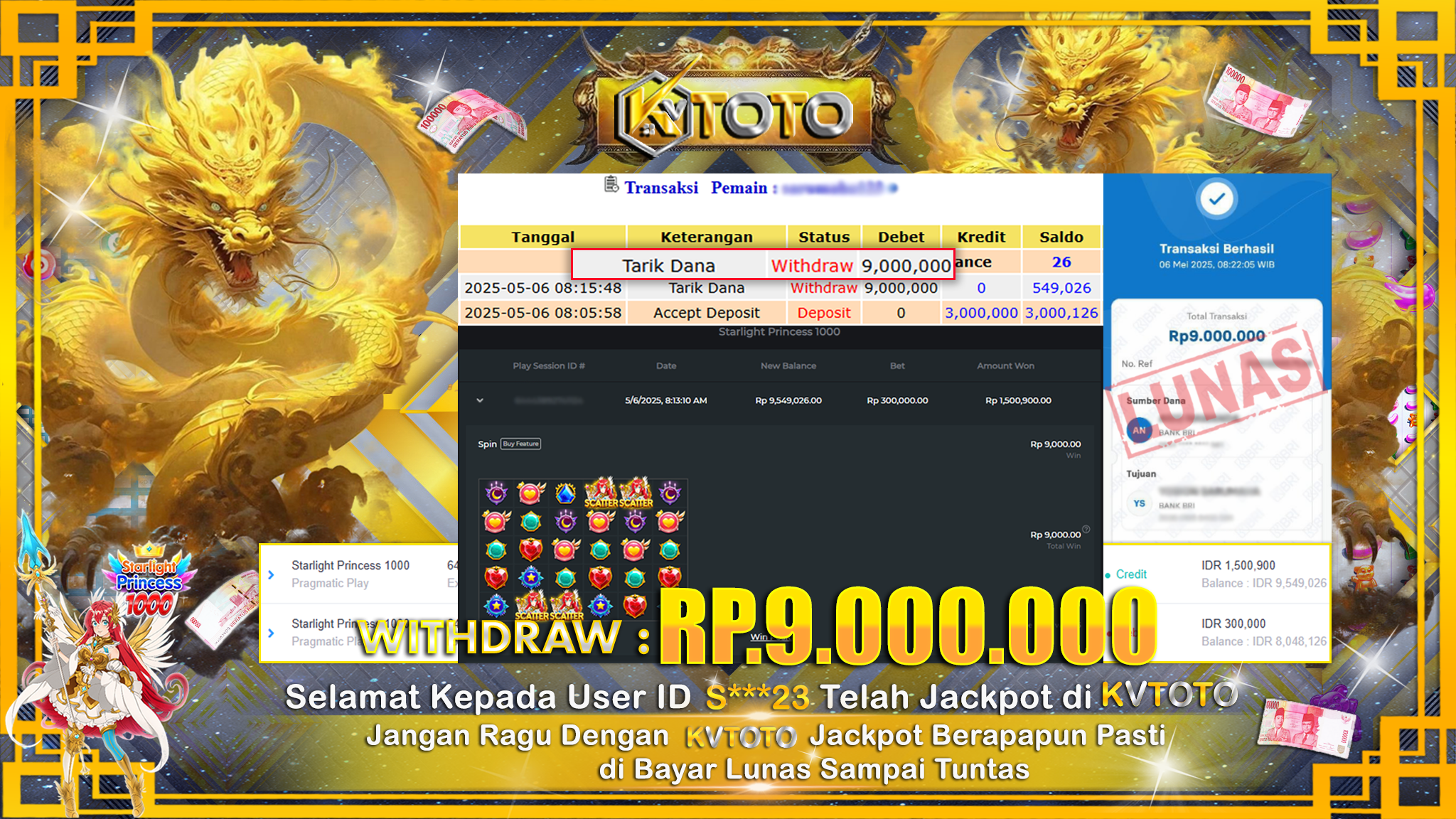 ✨ JACKPOT Di SLOT STARLIGHT PRINCESS 1000  ✨