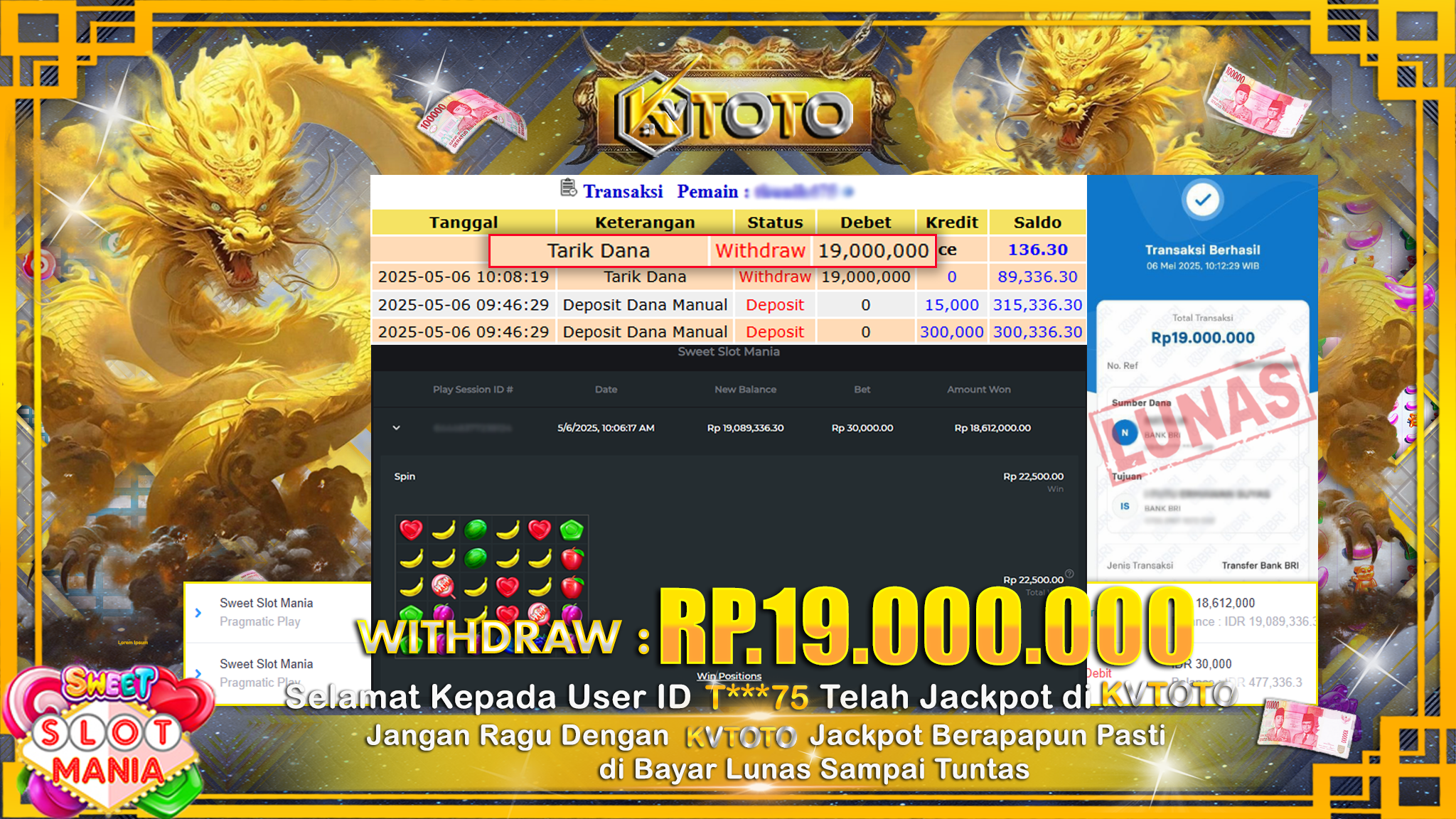 ✨ JACKPOT Di SLOT SWEET SLOT MANIA ✨