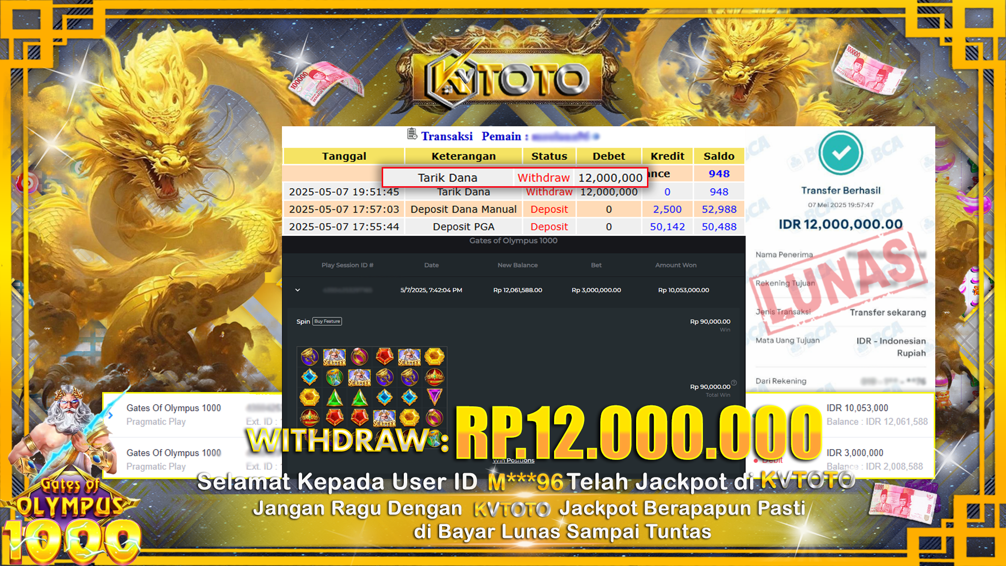 ✨ JACKPOT Di SLOT GATES OF OLYMPUS 1000 ✨