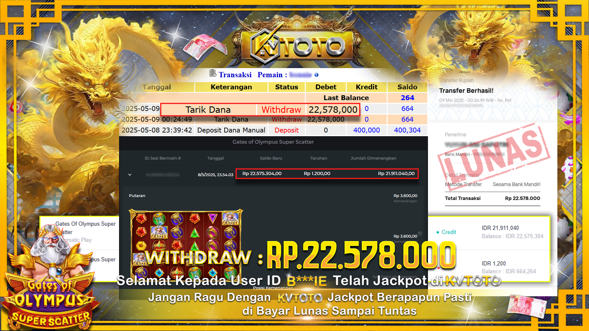 ✨ JACKPOT Di SLOT GATES OF OLYMPUS SUPER SCATTER✨