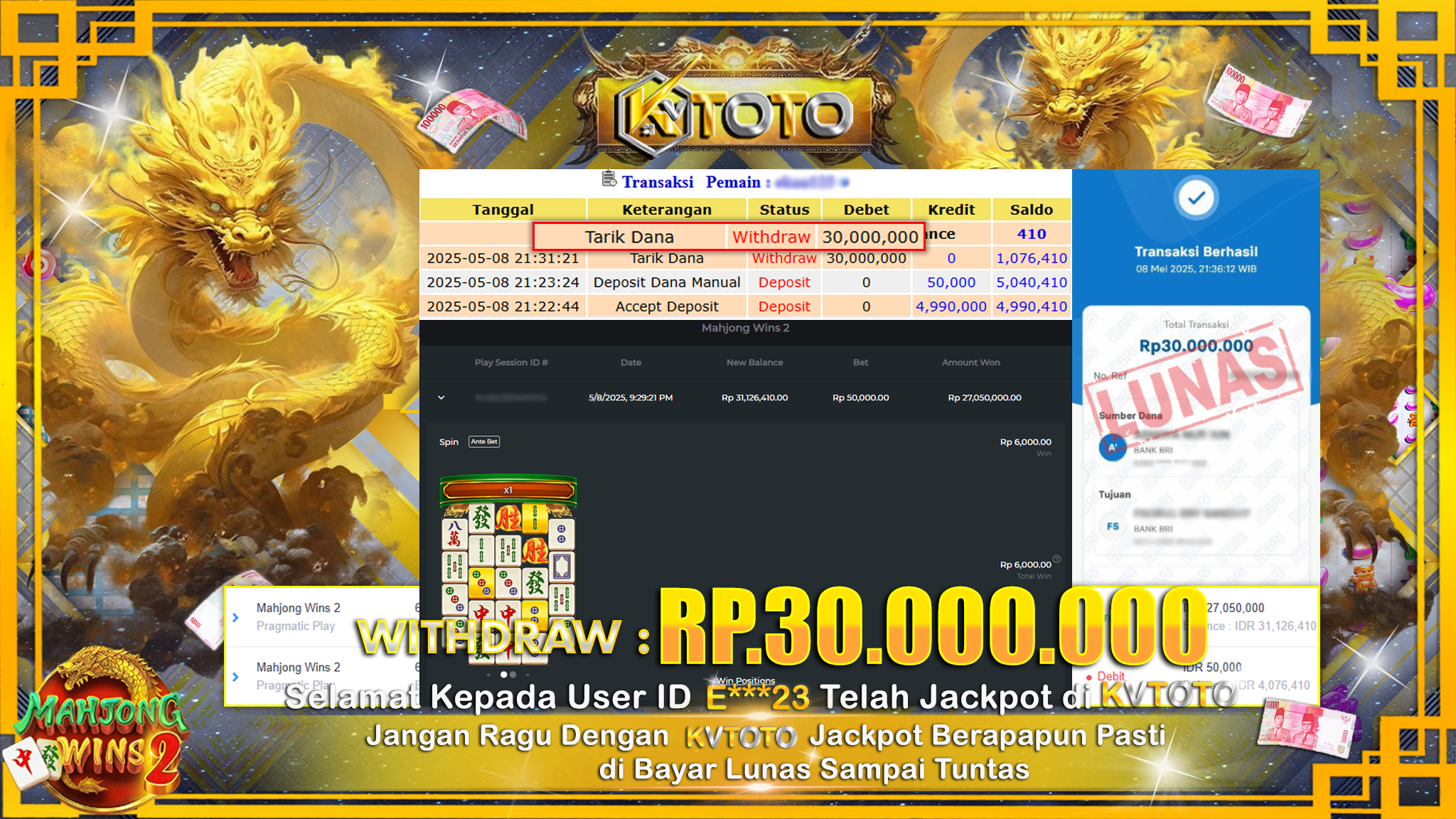 ✨ JACKPOT Di SLOT MAHJONG WINS 2  ✨