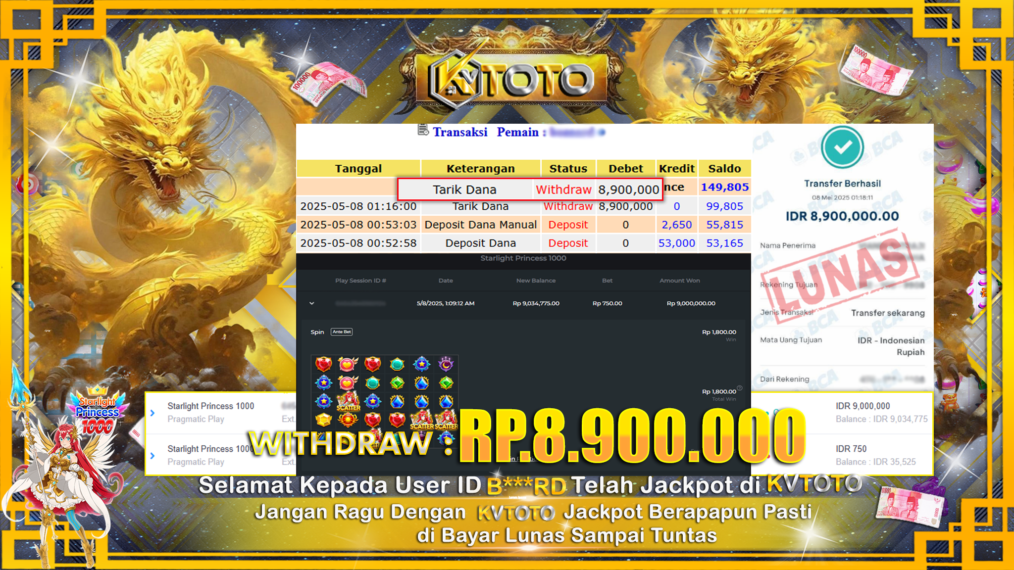 ✨ JACKPOT Di SLOT STARLIGHT PRINCESS 1000  ✨