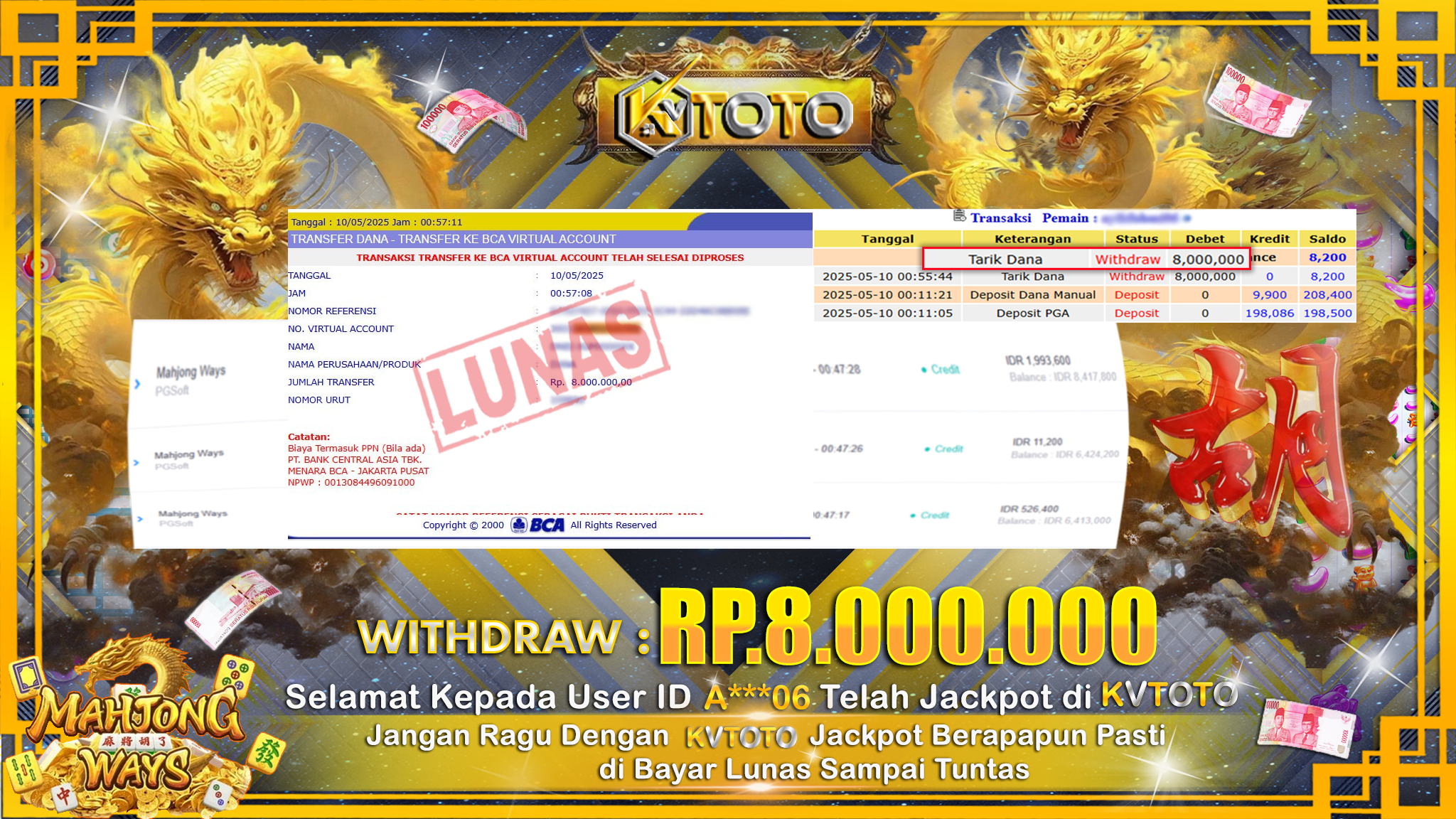 ✨ JACKPOT Di SLOT MAHJONG WAYS  ✨