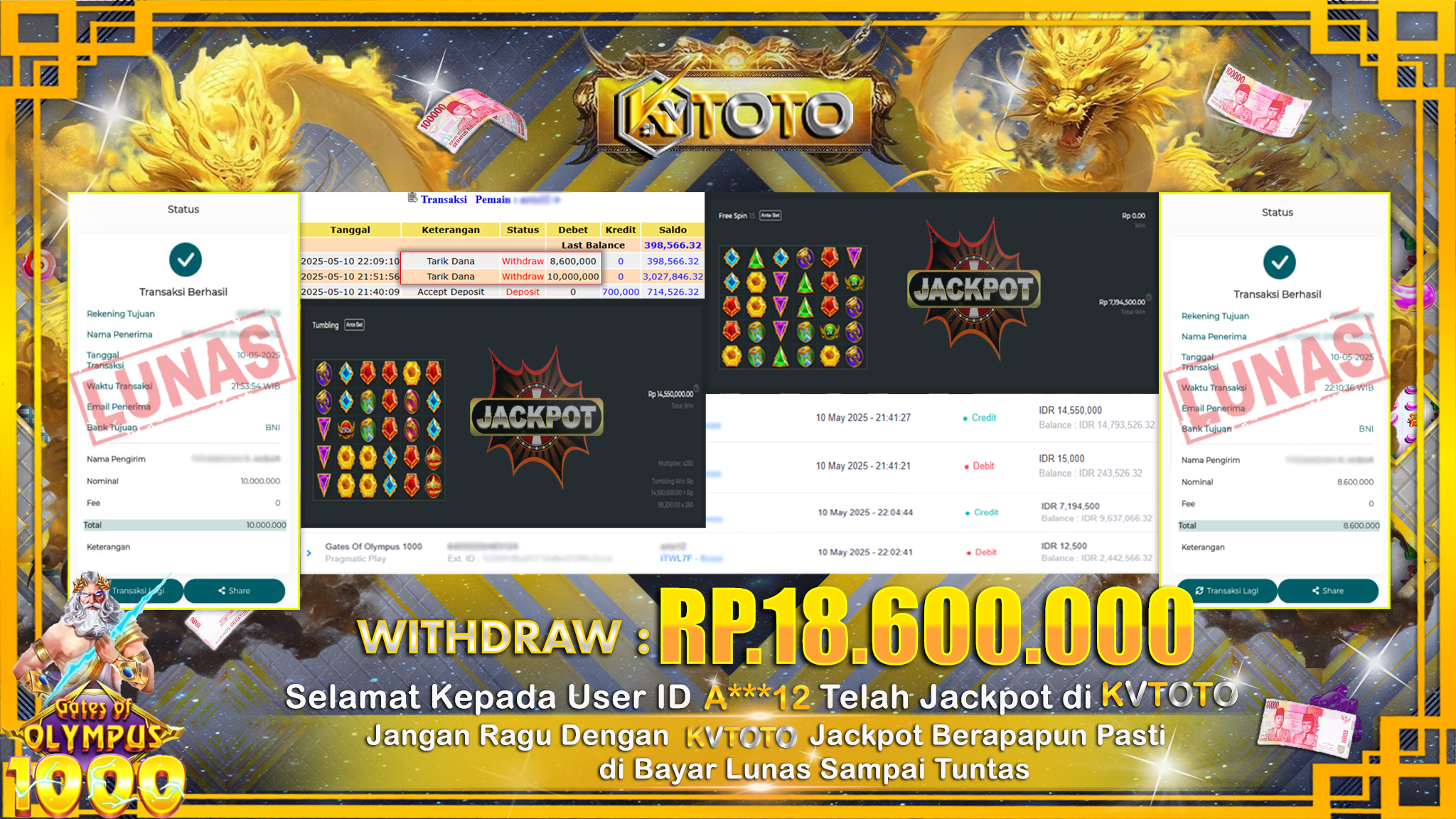 ✨ JACKPOT Di SLOT GATES OF OLYMPUS 1000 ✨