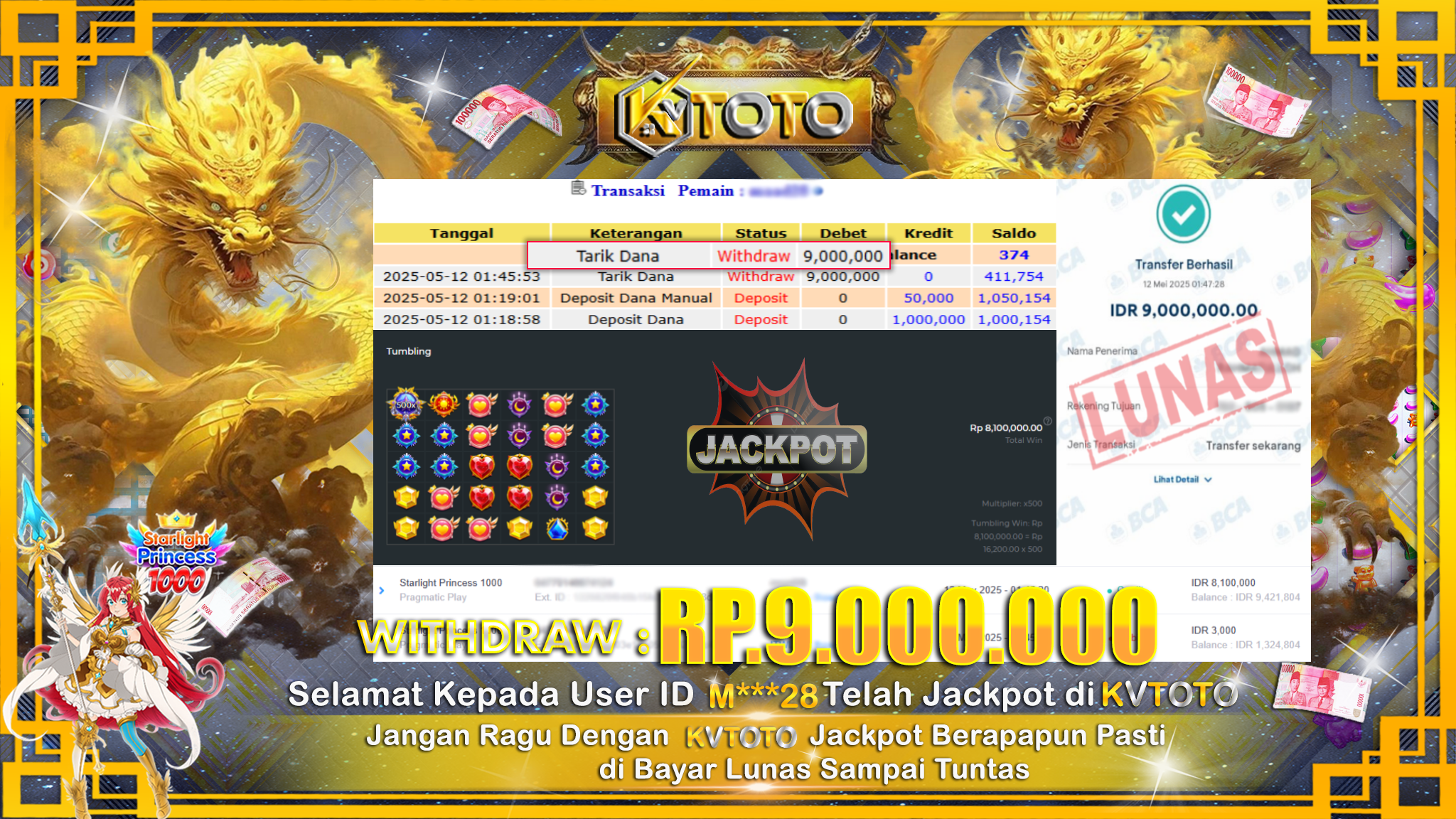 ✨ JACKPOT Di SLOT STARLIGHT PRINCESS 1000  ✨