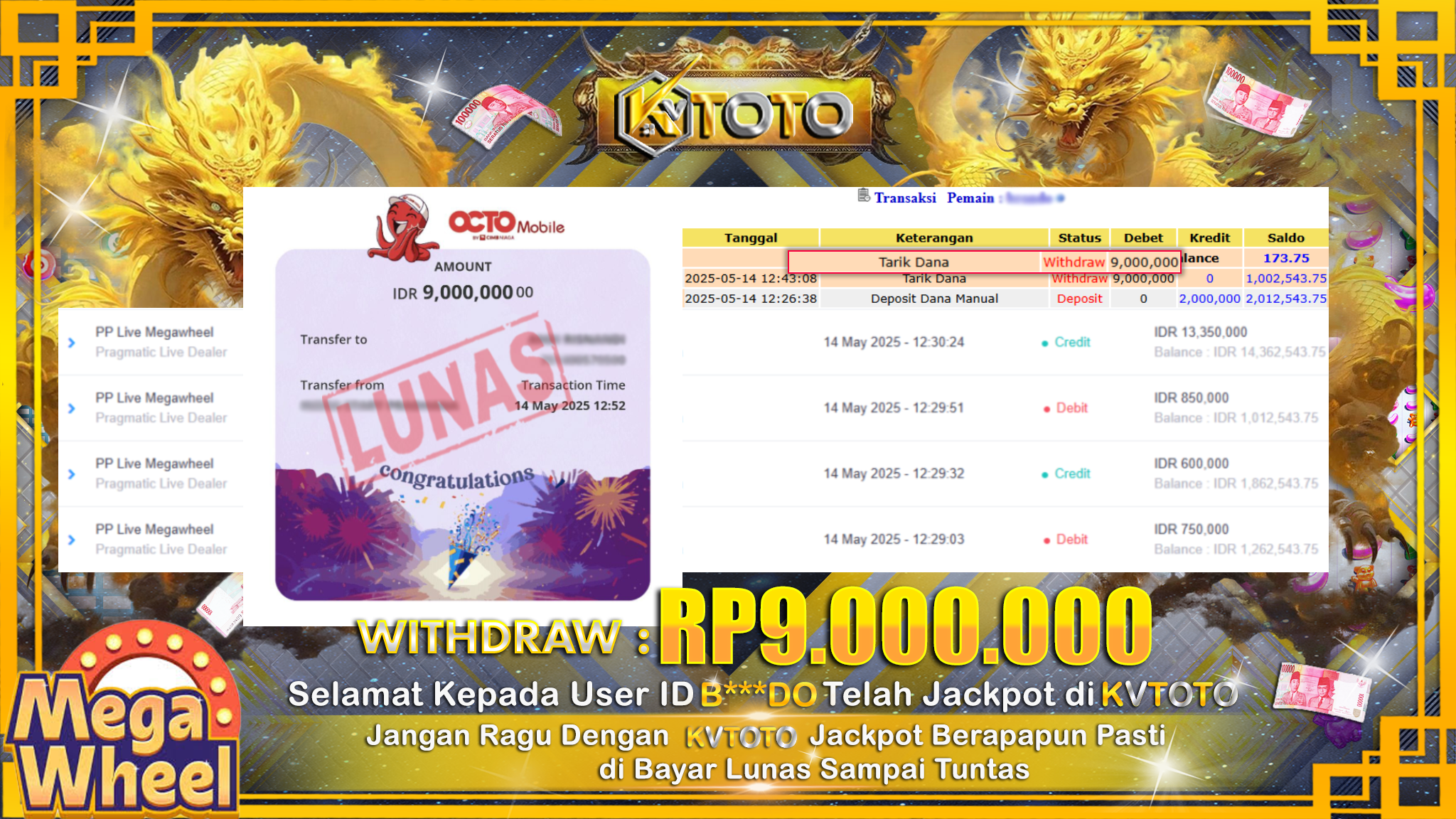 ✨ JACKPOT Di SLOT MEGA WHEEL  ✨