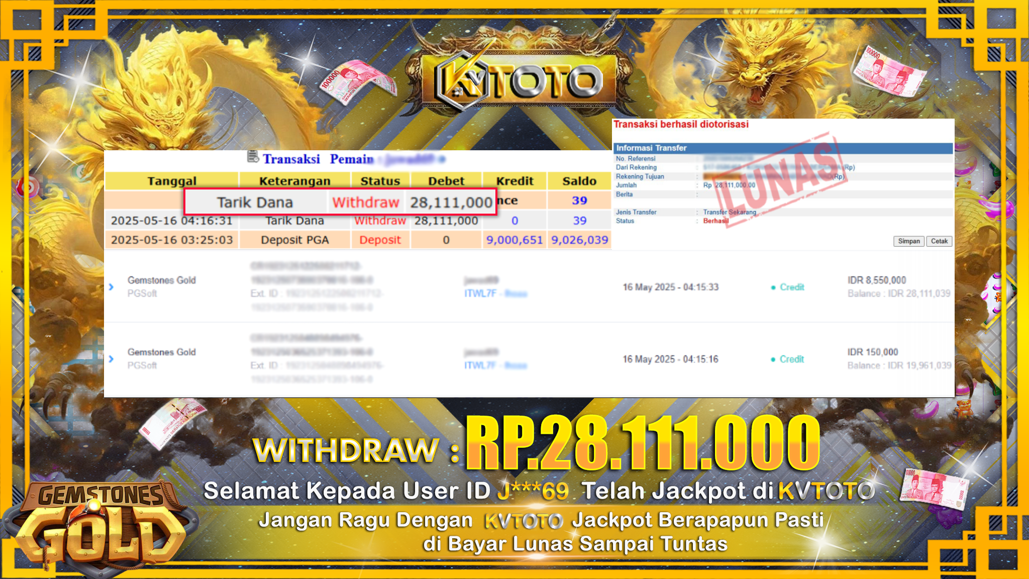 ✨ JACKPOT Di SLOT GEMSTONES GOLD  ✨