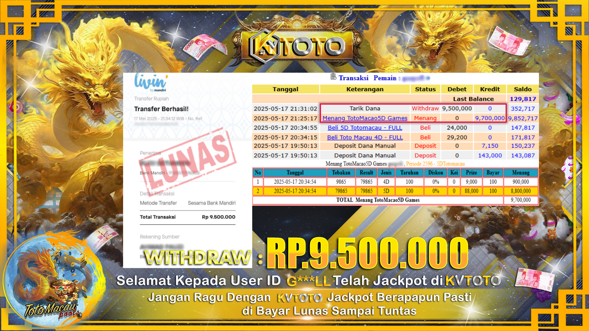 ✨ JACKPOT Di TOTO MACAU 5D   ✨