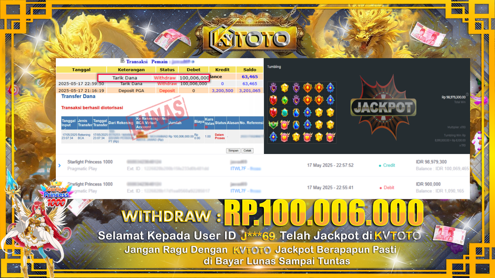 ✨ JACKPOT Di SLOT STARLIGHT PRINCESS 1000  ✨