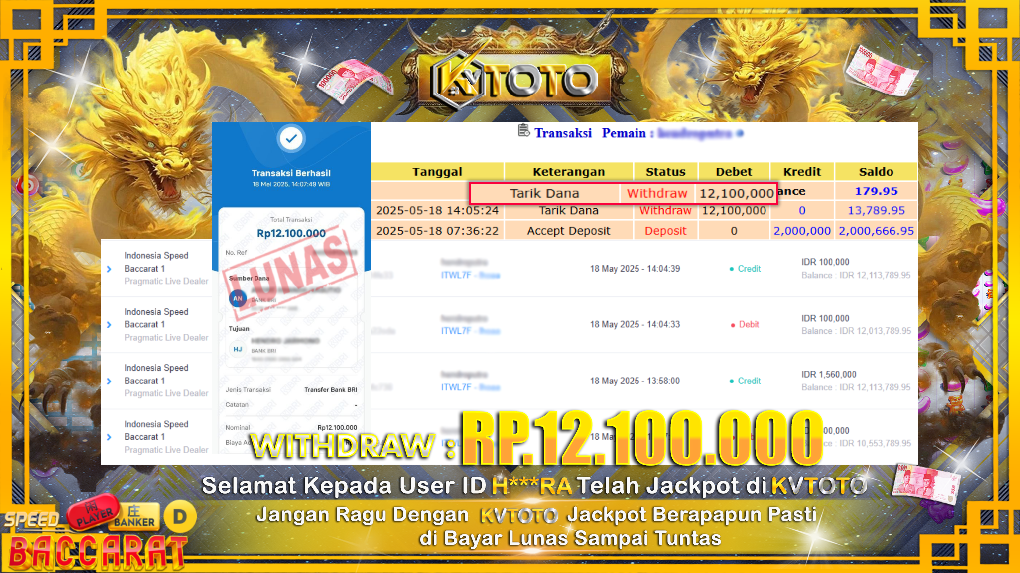 ✨ JACKPOT Di INDONESIA SPEED BACCARAT 1  ✨
