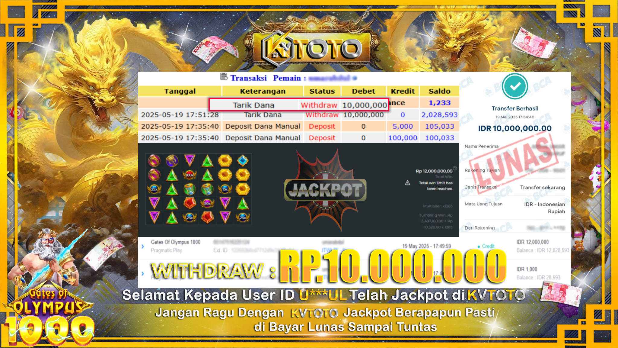 ✨ JACKPOT Di SLOT GATES OF OLYMPUS 1000 ✨