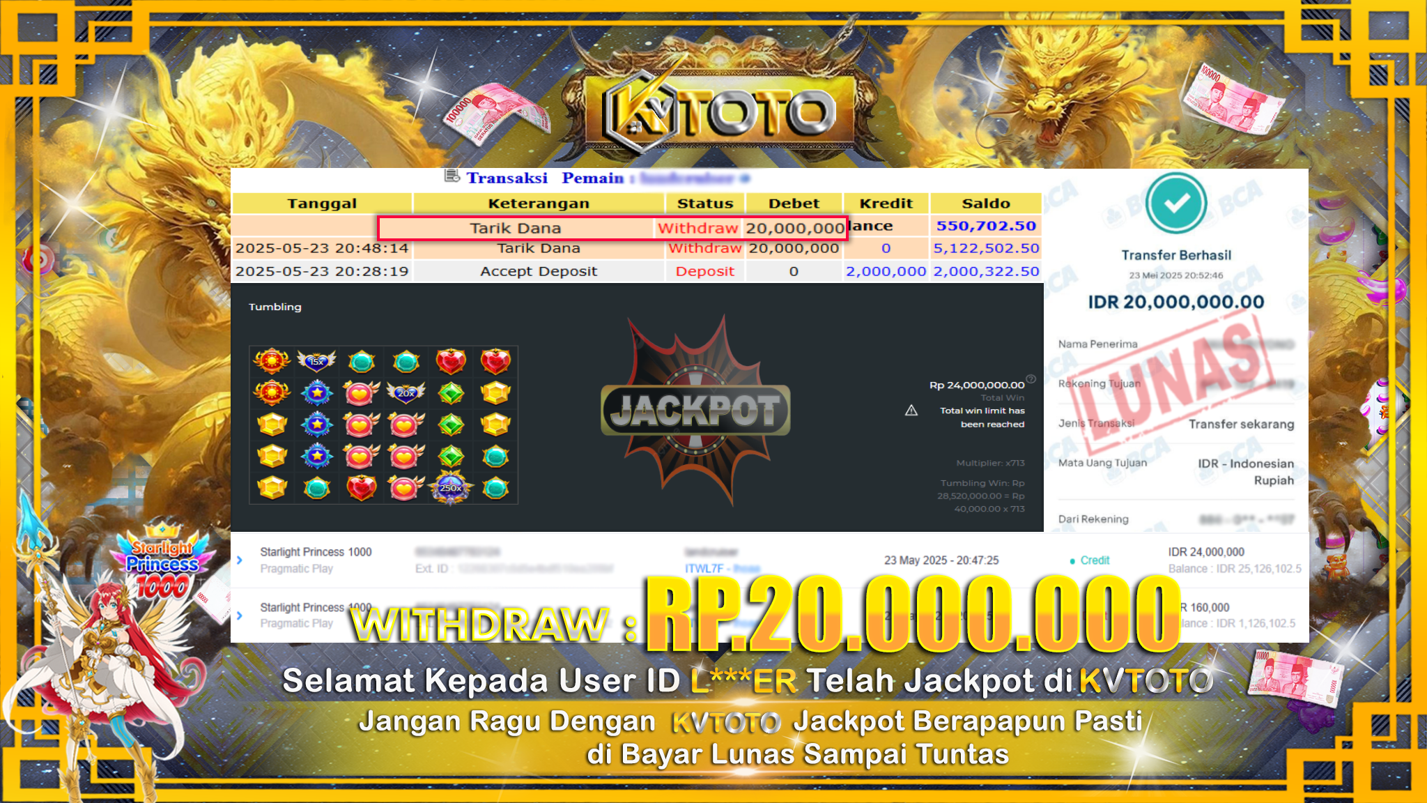 ✨ JACKPOT Di SLOT STARLIGHT PRINCESS 1000  ✨