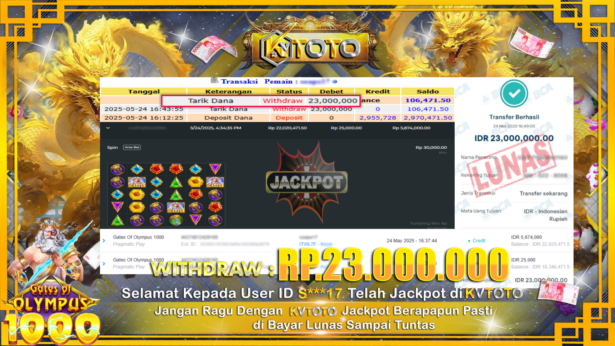 ✨ JACKPOT Di SLOT GATES OF OLYMPUS 1000 ✨