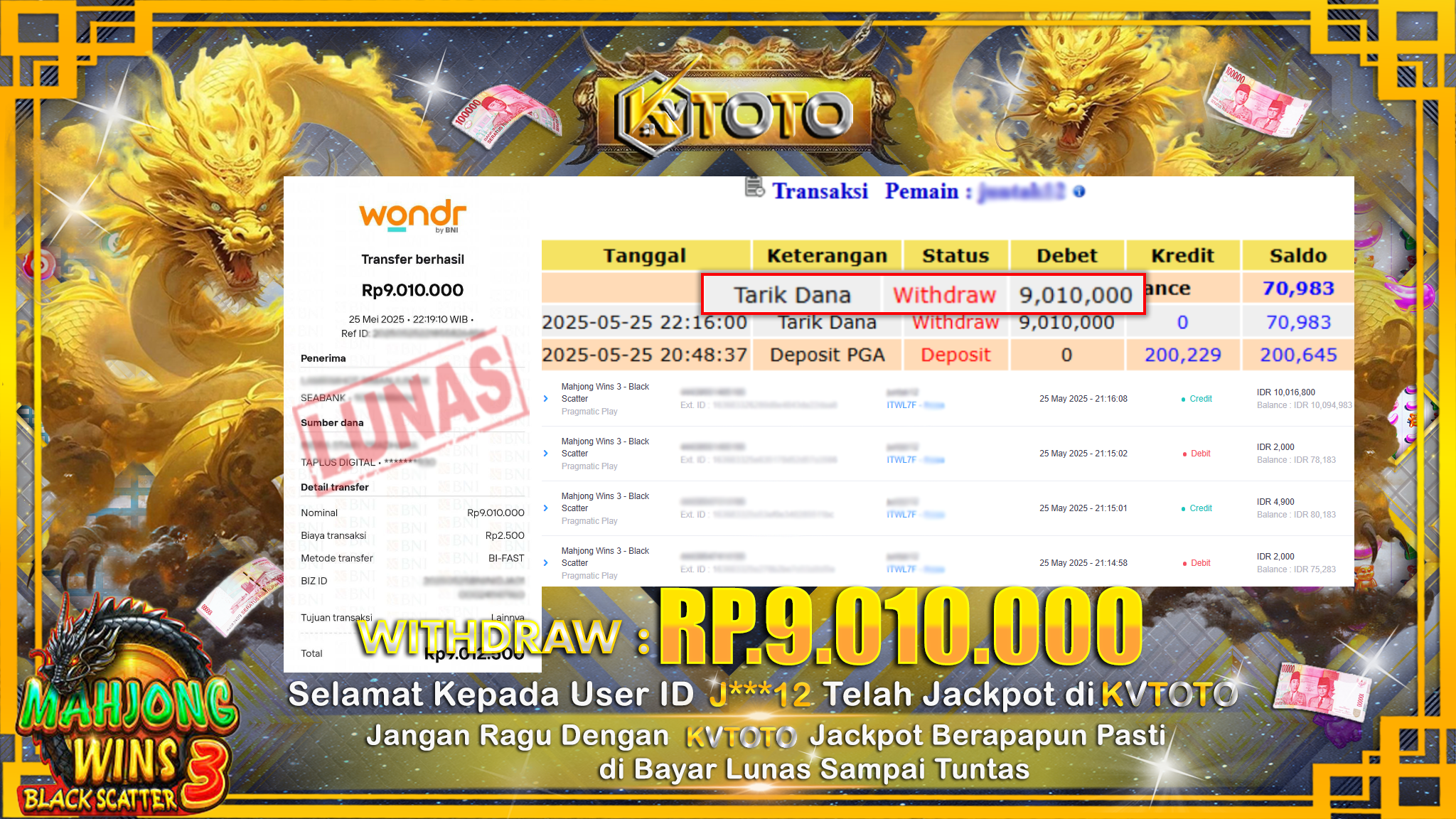 ✨ JACKPOT Di SLOT MAHJONG WINS 3 - BLACK SCATTER  ✨