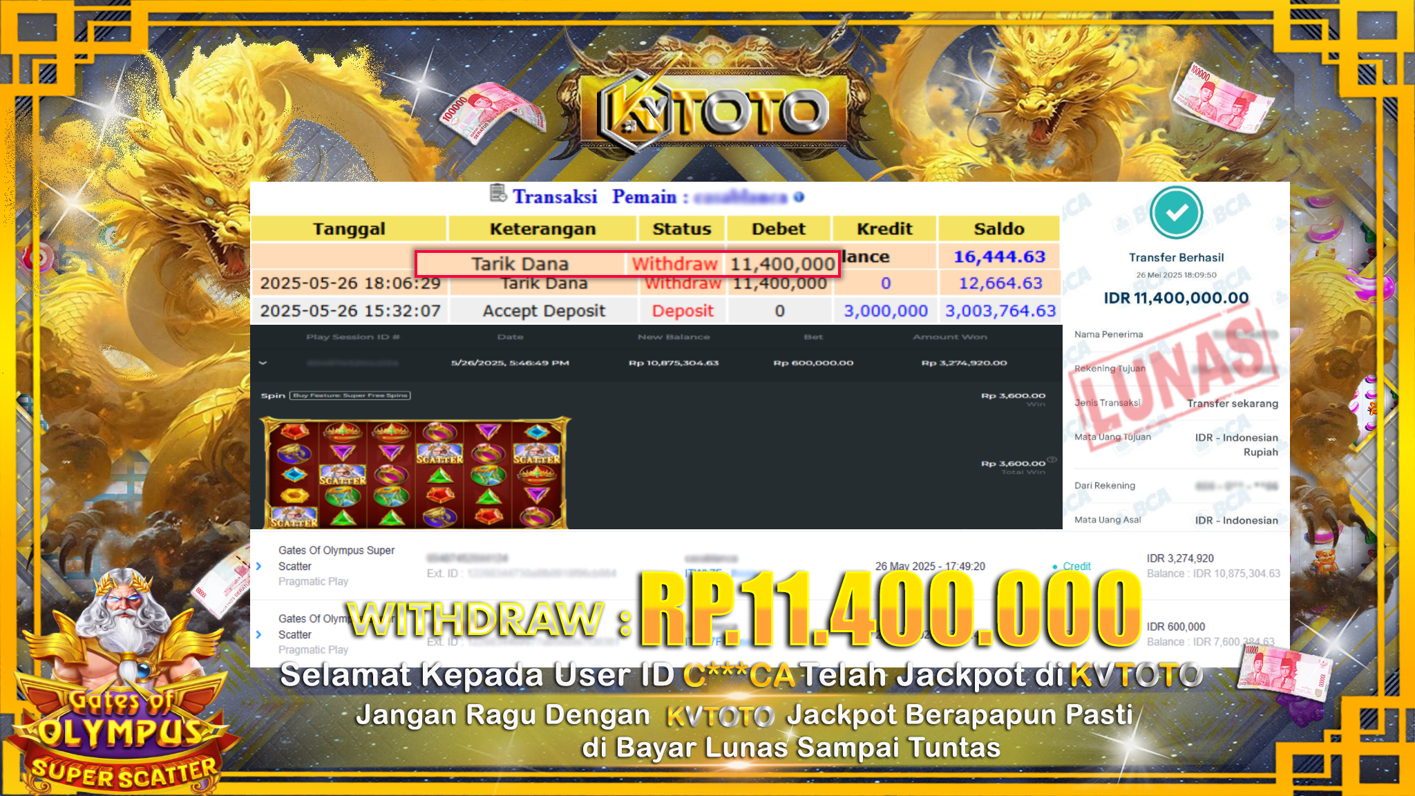 ✨ JACKPOT Di SLOT GATES OF OLYMPUS SUPER SCATTER✨