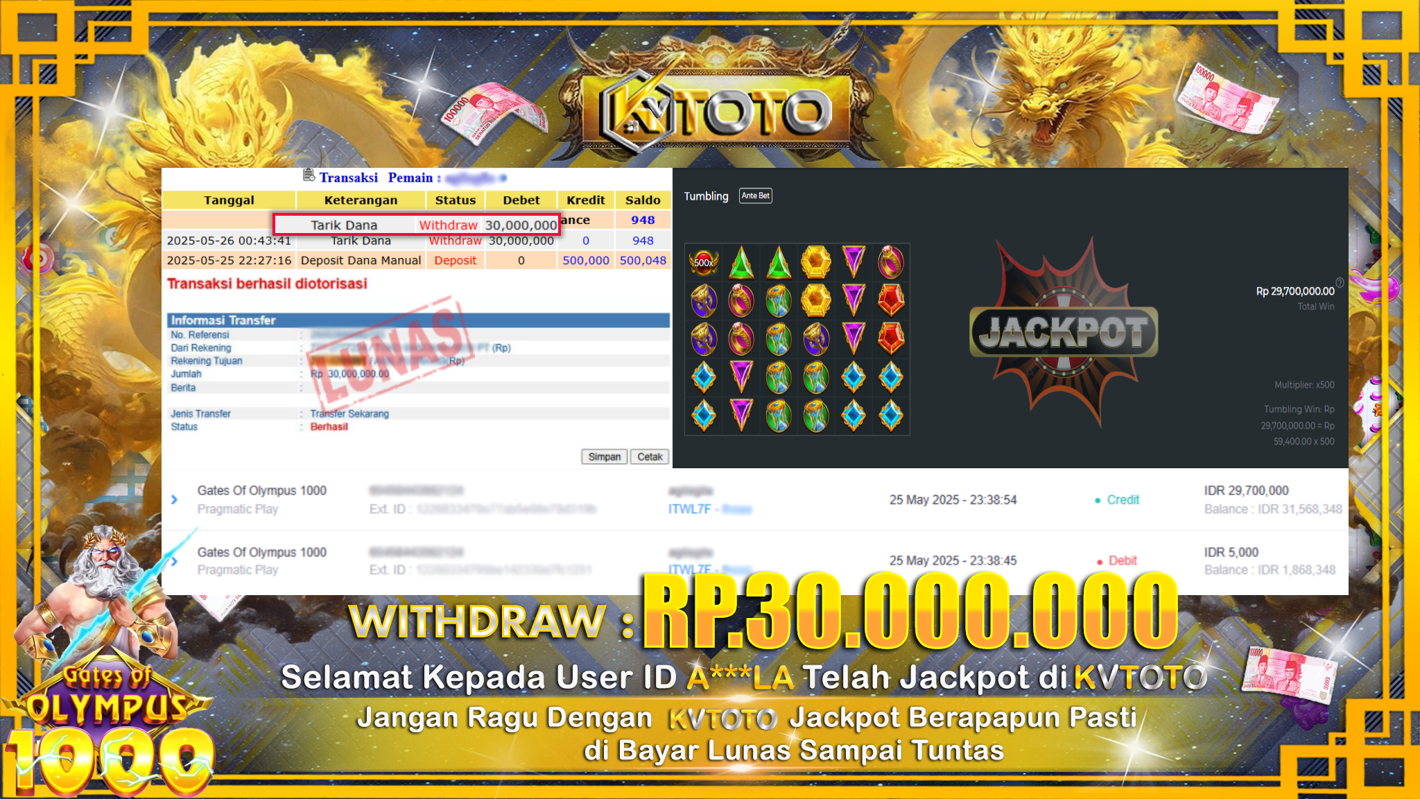 ✨ JACKPOT Di SLOT GATES OF OLYMPUS 1000 ✨